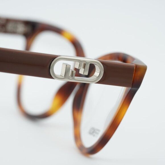Fendi Fendi FE50093I 053 Eyeglasses Havana 54mm Square Frame Size ONE SIZE - 7 Thumbnail