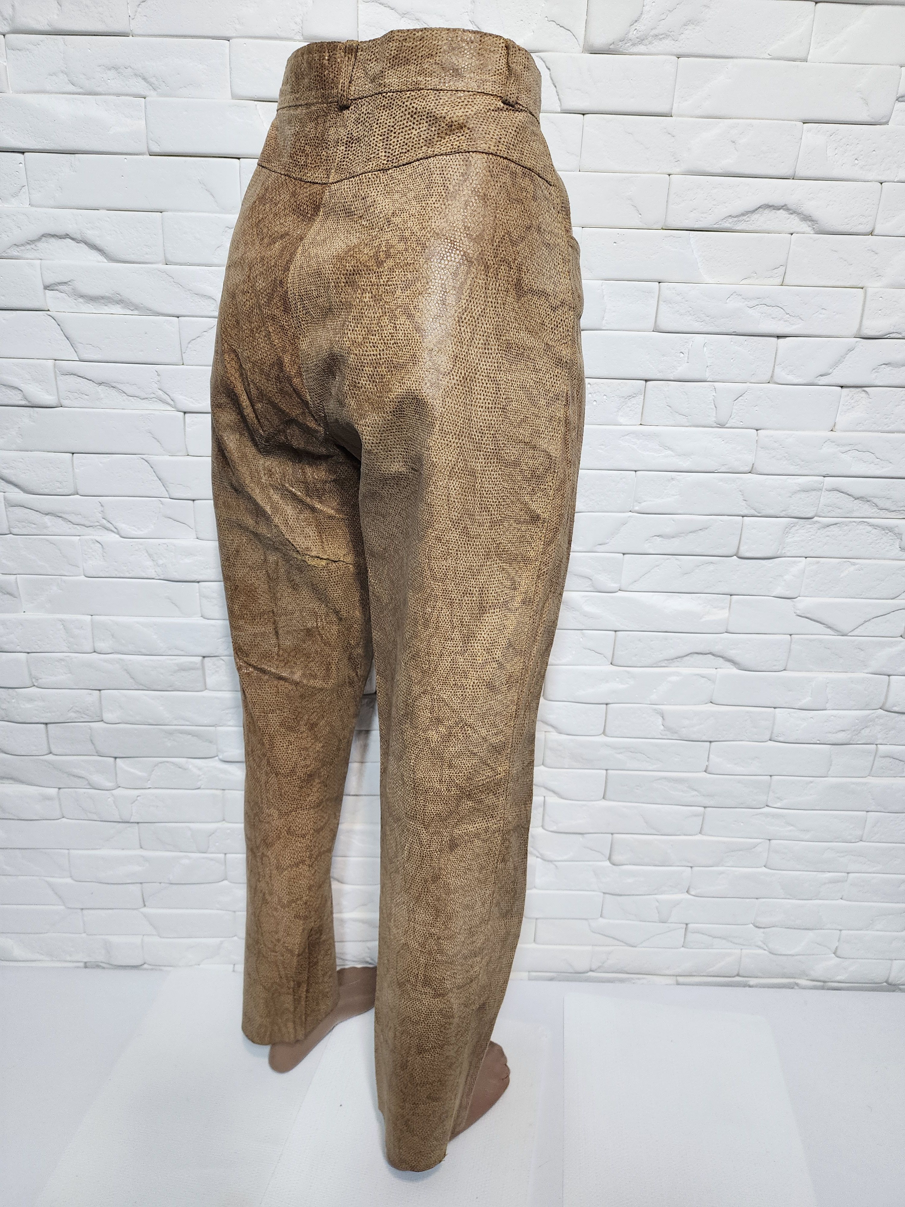 Genuine Leather Brown women's leather pants. Size 30" / US 8 / IT 44 - 6 Thumbnail