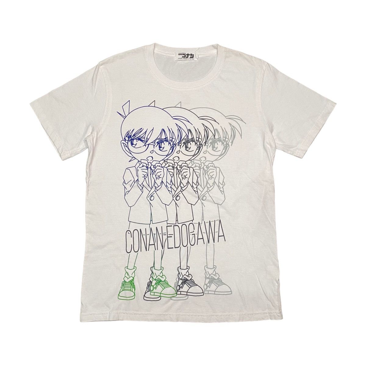 image of Anima x Cartoon Network 1996 Detective Conan Edogawa Anime T Shirt in White, Men's (Size Medium)