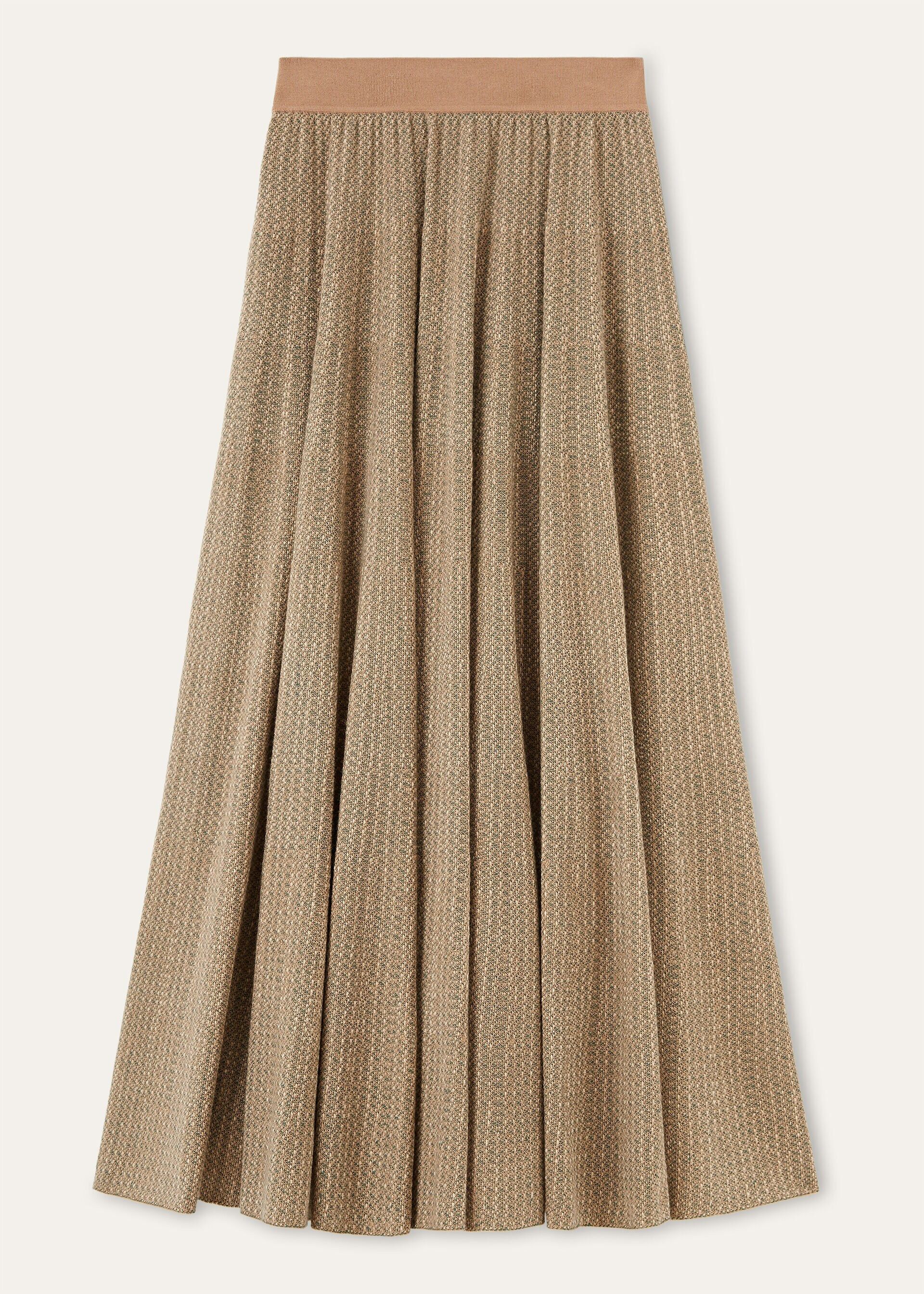 Loro Piana os11x0326 FAQ7034 Magnolia Skirt in Green Caramel Clay Size 26" / US 2 / IT 38 - 6 Thumbnail