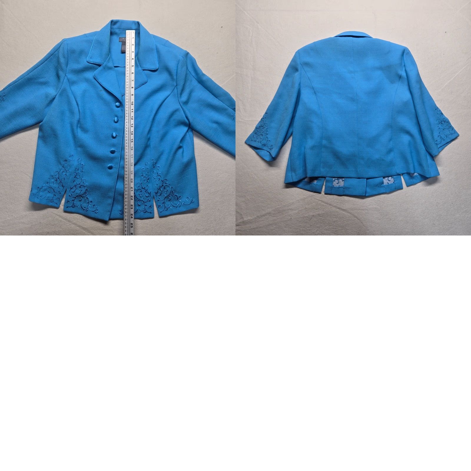 Vintage Koret Blazer Solid Blue Button Up Jacket Career Office Adult Women's Size 16WP Tweed Solid Blue Blazer Women 16P Koret Blazer Size XXL / US 16-18 / IT 52-54 - 8 Thumbnail