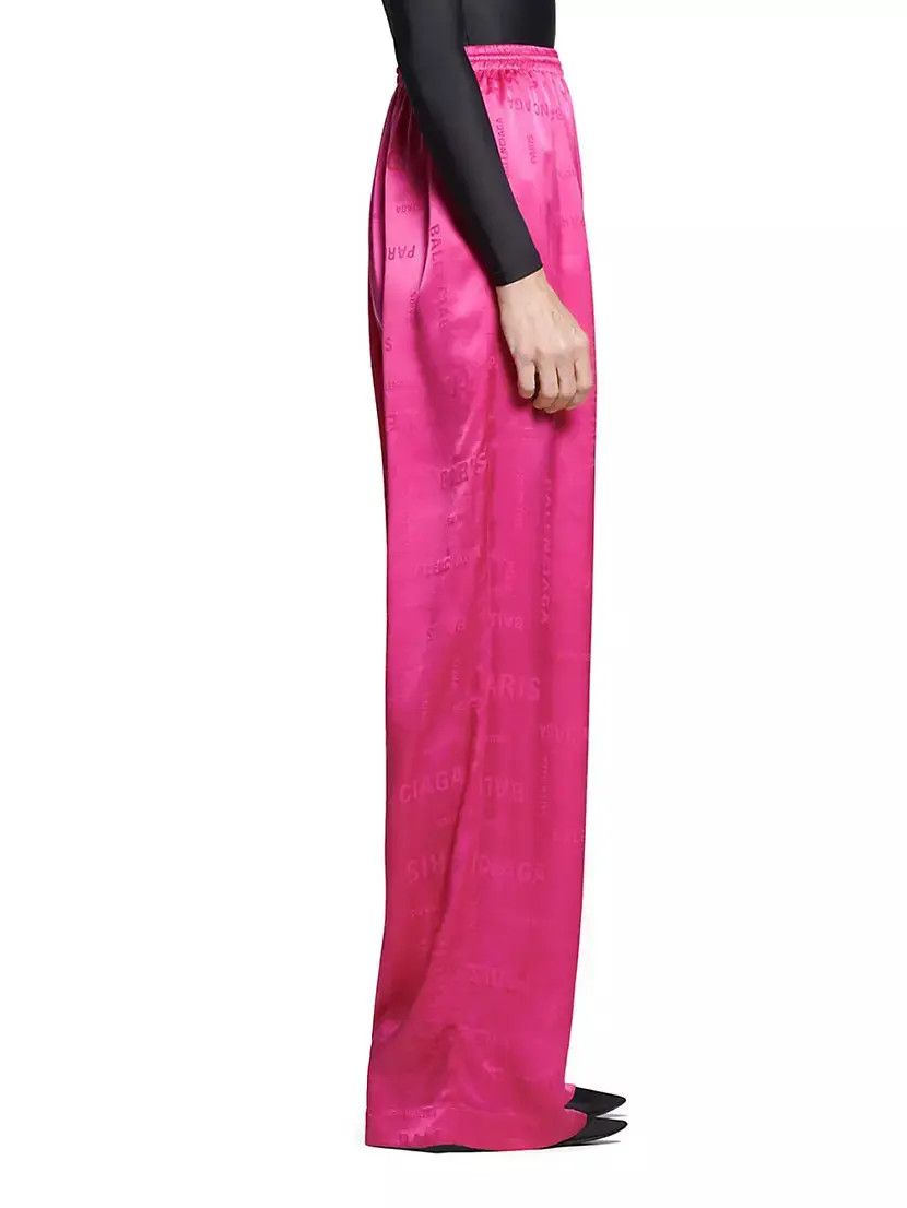 Balenciaga o1bcso1str1024 Bal Paris Allover Fluid Tracksuit Pant Pink Size 27" / US 4 / IT 40 - 4 Thumbnail