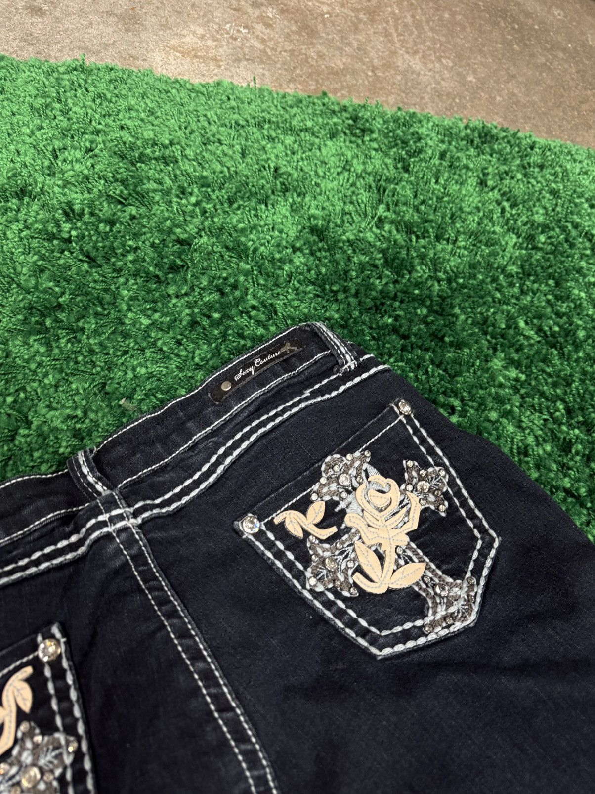 Vintage Sexy Couture Cross Rhinestone Bling Stitch Shorts Size 11 Size 34" / US 12 / IT 48 - 3 Thumbnail