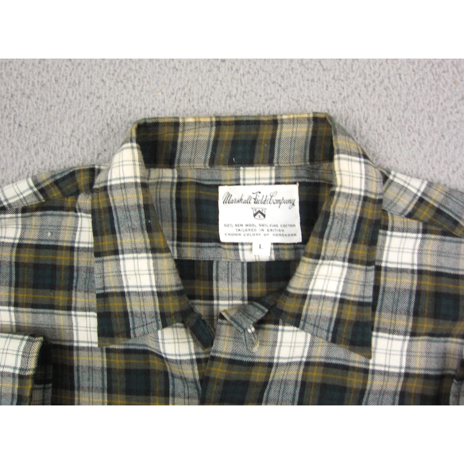 Vintage VINTAGE Marshall Field & Company Shirt Mens Large Green Plaid Wool Flannel Button-Up 60s 60s Outdoor Pockets Mens Size US L / EU 52-54 / 3 - 3 Thumbnail