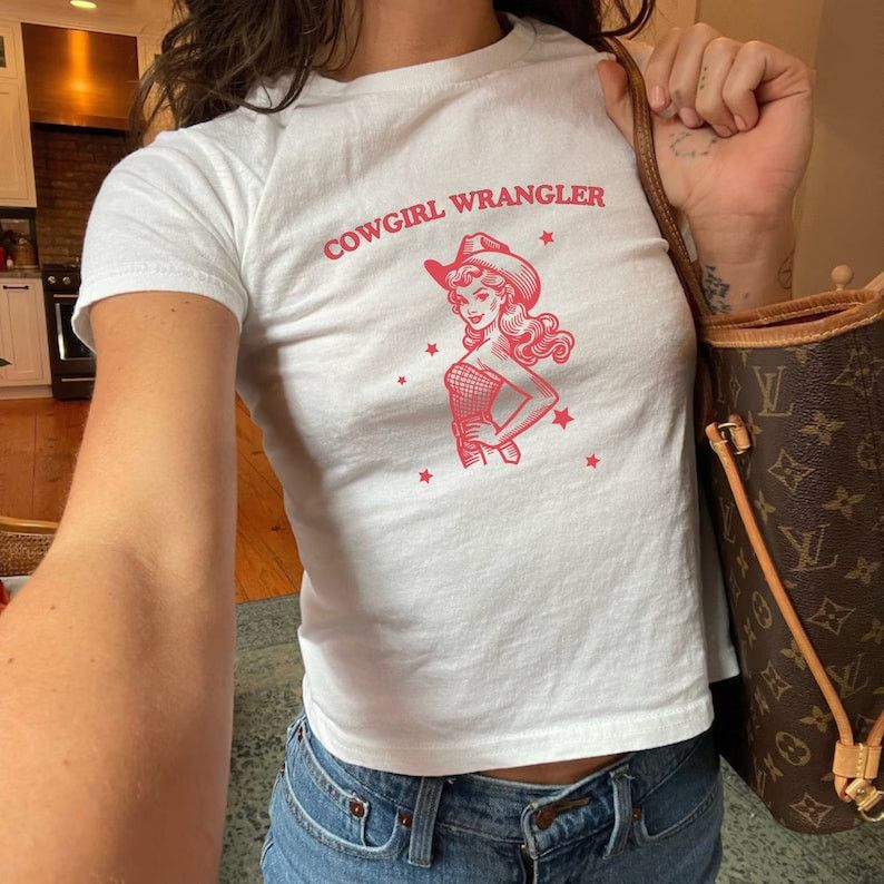 Designer Lesbian BabyTee Aesthetic, Gay Cowgirl BabyTee Size M / US 6-8 / IT 42-44 - 1 Thumbnail