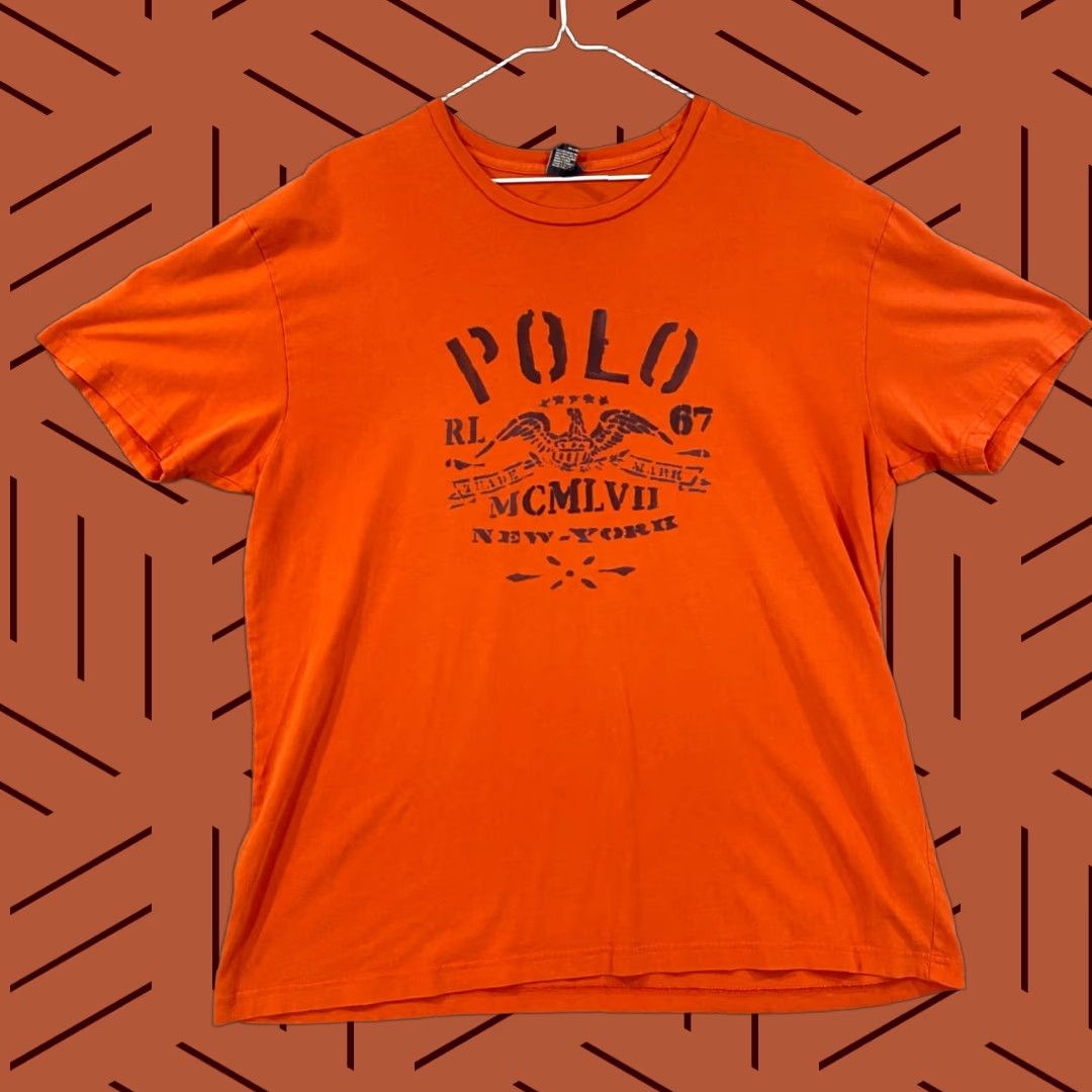 Polo Ralph Lauren Polo Ralph Lauren Shirt Mens Medium Orange MXMLVII New York RL Tee Short Sleeve Size US M / EU 48-50 / 2 - 1 Thumbnail