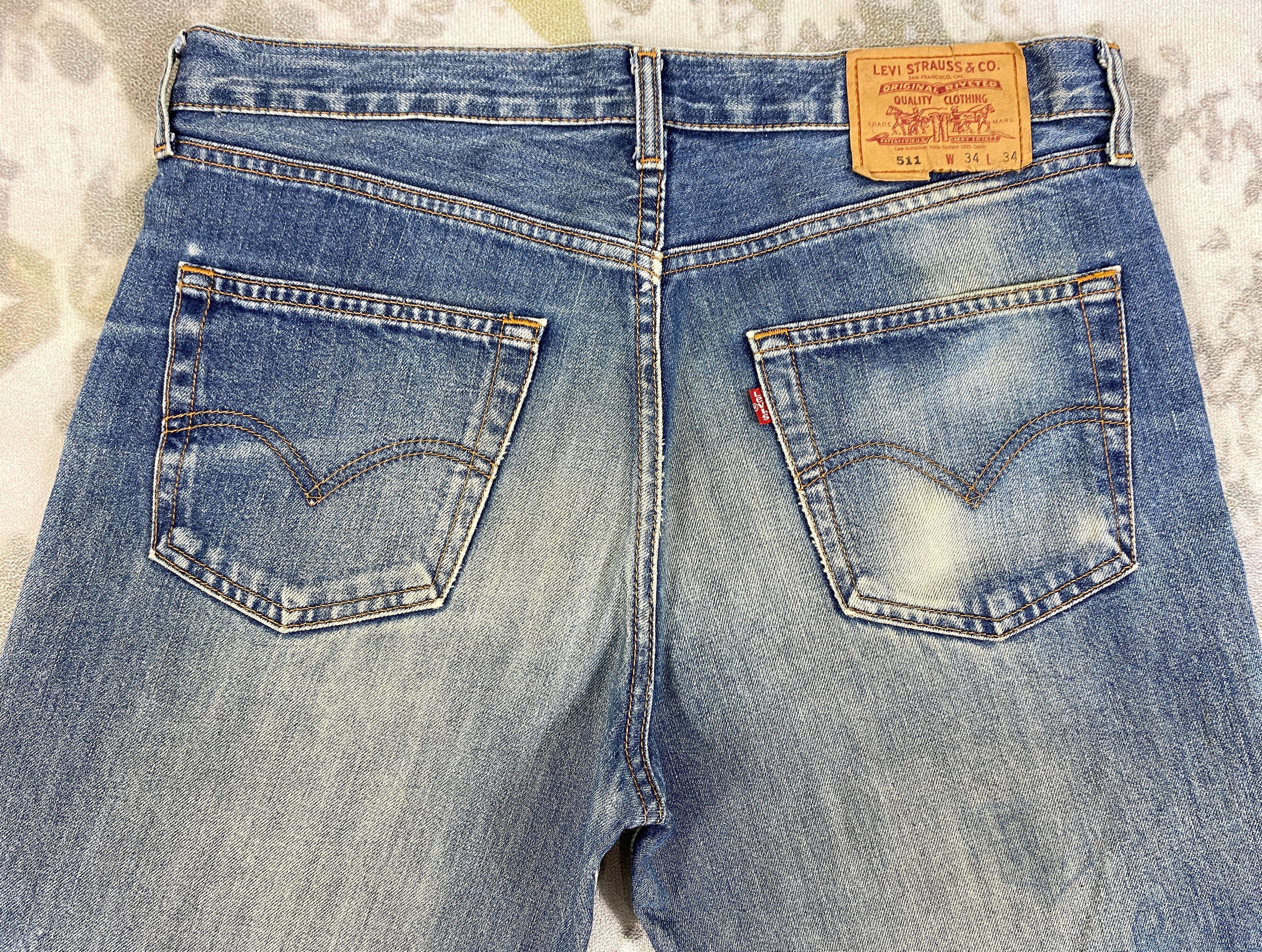 Levi's Distressed Blue Vintage Levi's 511 35x27 Denim -SJ141 Size US 35 - 4 Thumbnail