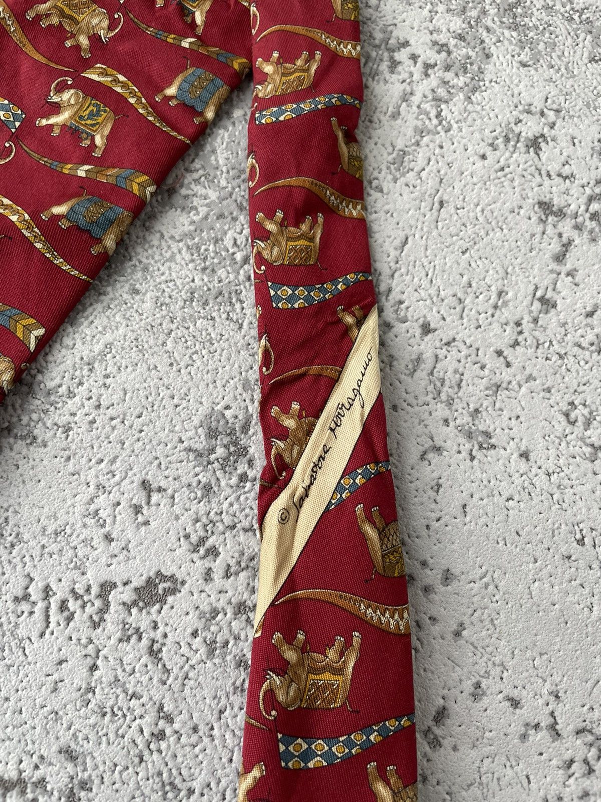 Salvatore Ferragamo × Vintage Vintage Salvatore Ferragamo Elephant Print Silk Ties Size ONE SIZE - 3 Thumbnail