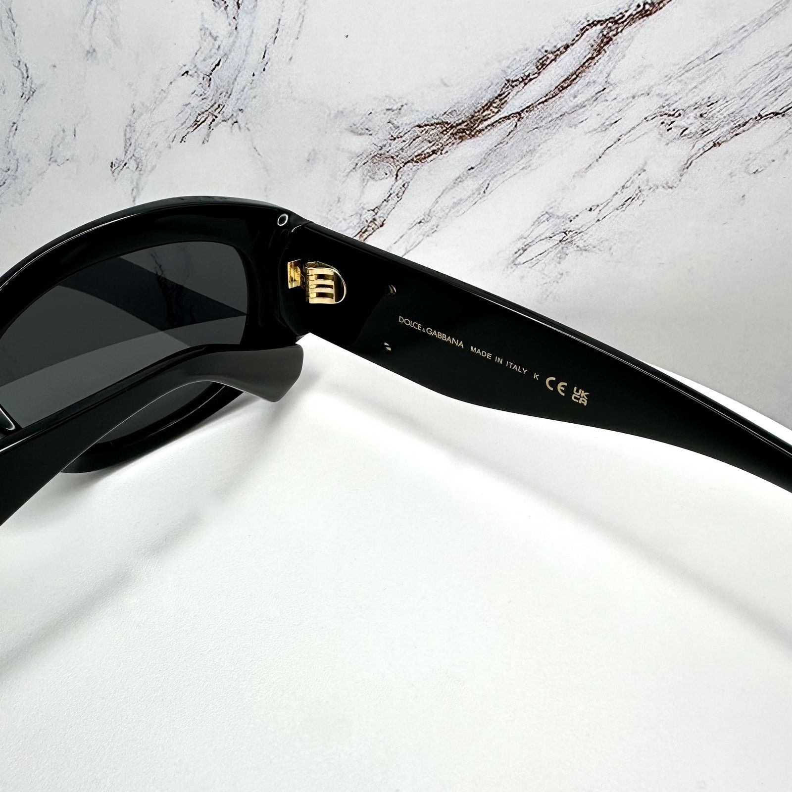 Dolce & Gabbana New Dolce & Gabbana Sunglasses Black Oval Acetate Gold Metal Size ONE SIZE - 10 Thumbnail