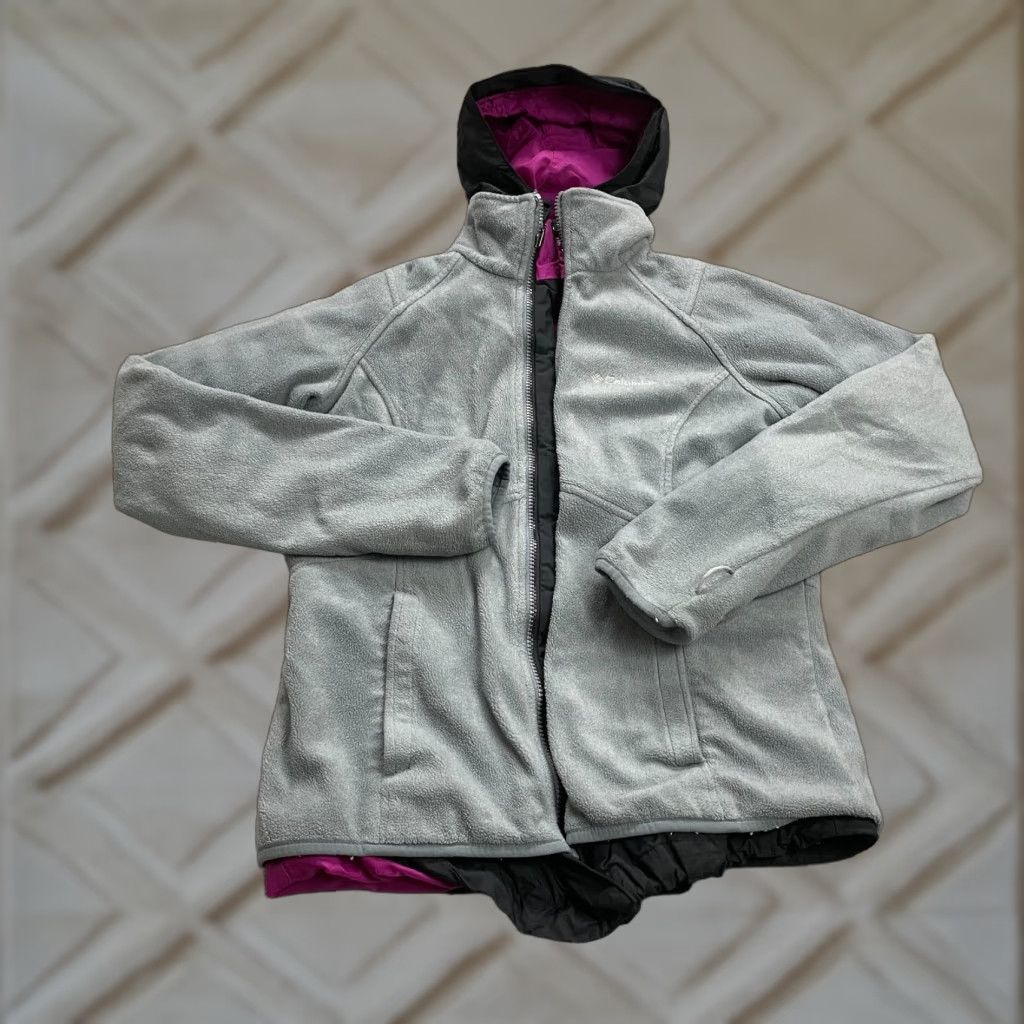 Vintage Columbia Interchange Full Zip Fleece Jacket Womens M Gray Purple Hoodie Size M / US 6-8 / IT 42-44 - 1 Thumbnail