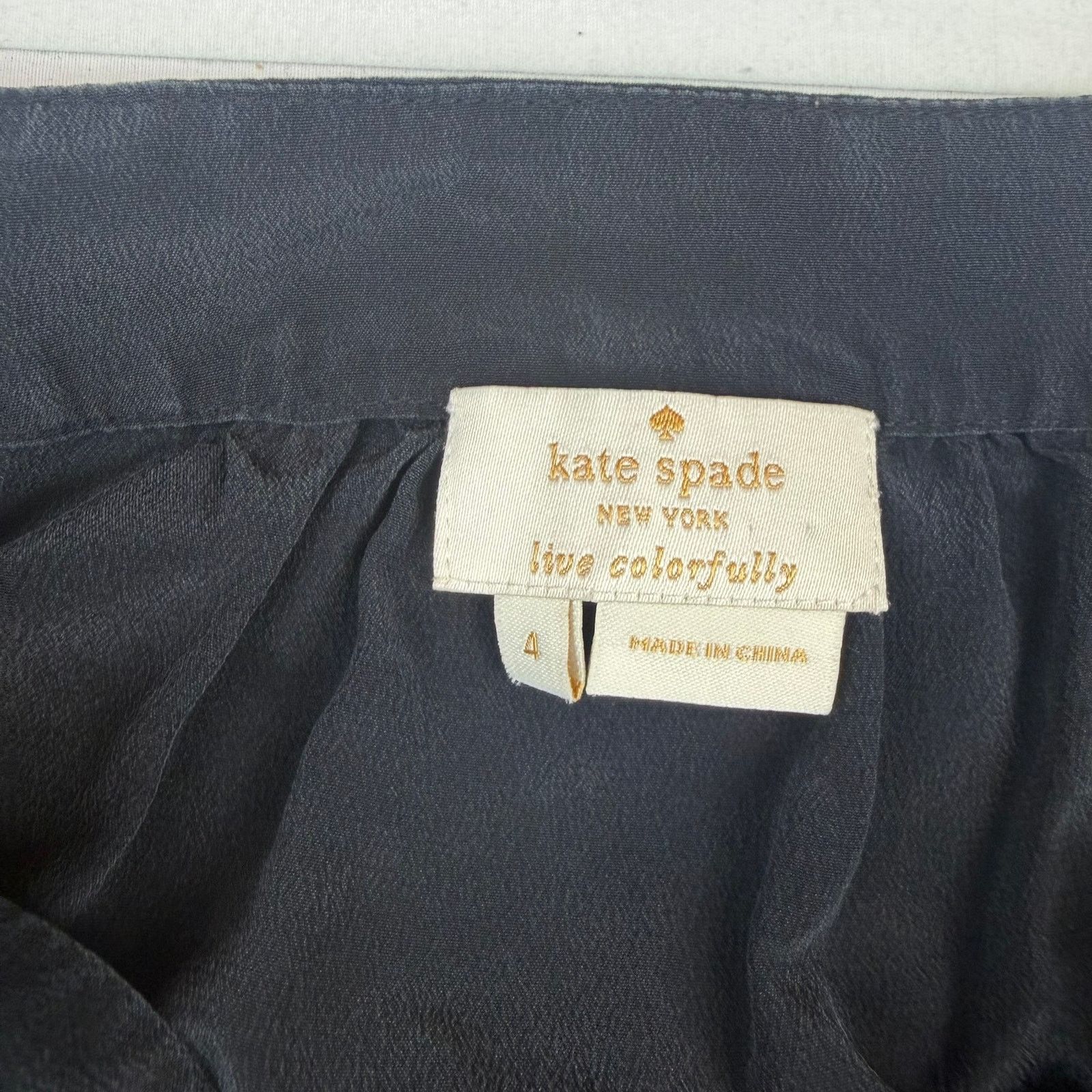 Kate Spade Kate Spade New York Silk Blouse Top Navy Size 4 Size S / US 4 / IT 40 - 4 Thumbnail