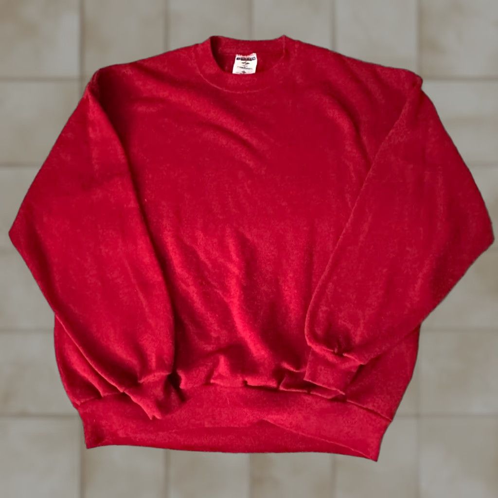 Jerzees VINTAGE Jerzees Sweatshirt Mens XL Red Crew Neck Cotton Polyester Fleece Pullover 90s Sweatshirt Made in USA Size US XL / EU 56 / 4 - 1 Thumbnail