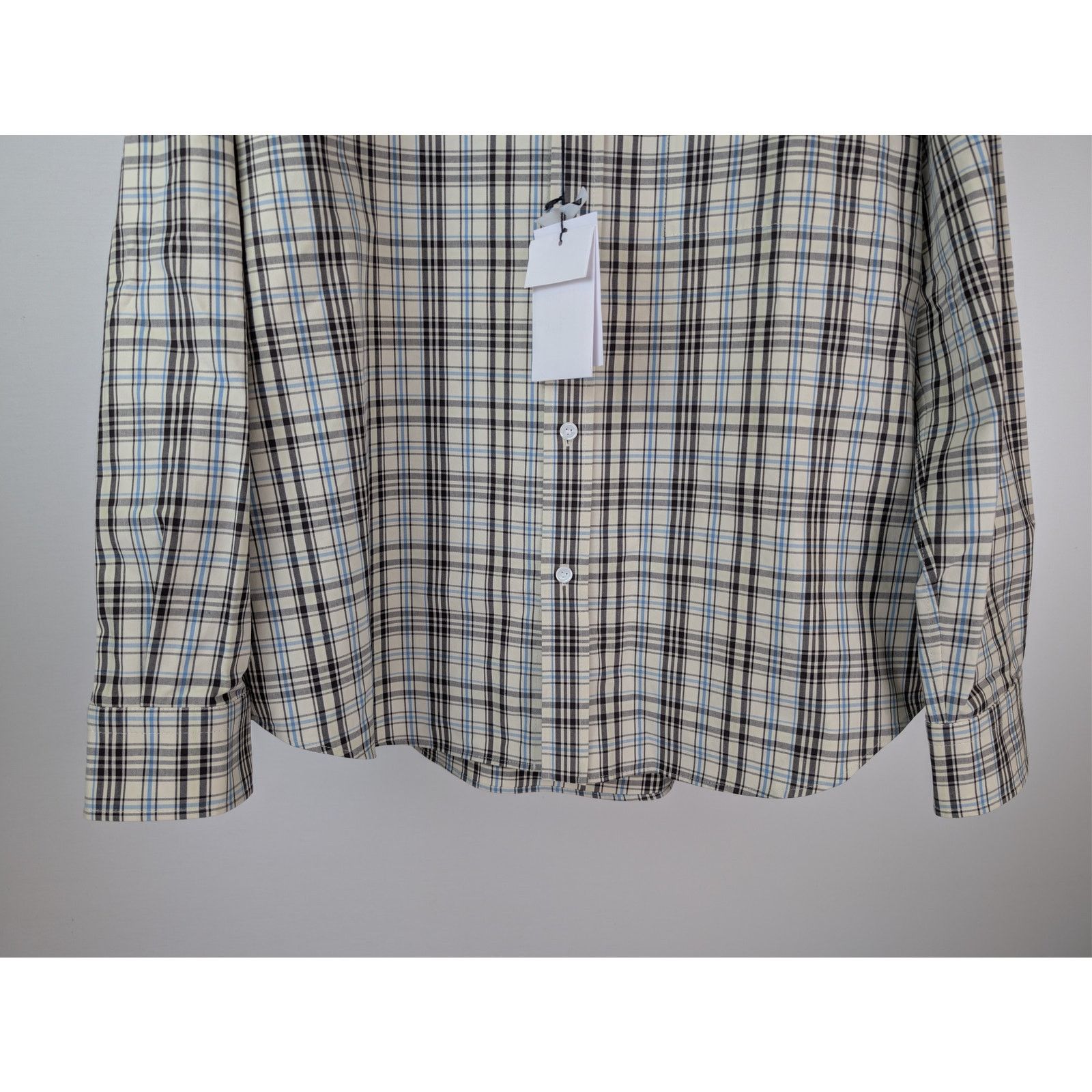 Bottega Veneta o1rshd1 Bold Check Composition Cotton Shirt Chalk / Fondant Size US M / EU 48-50 / 2 - 4 Thumbnail