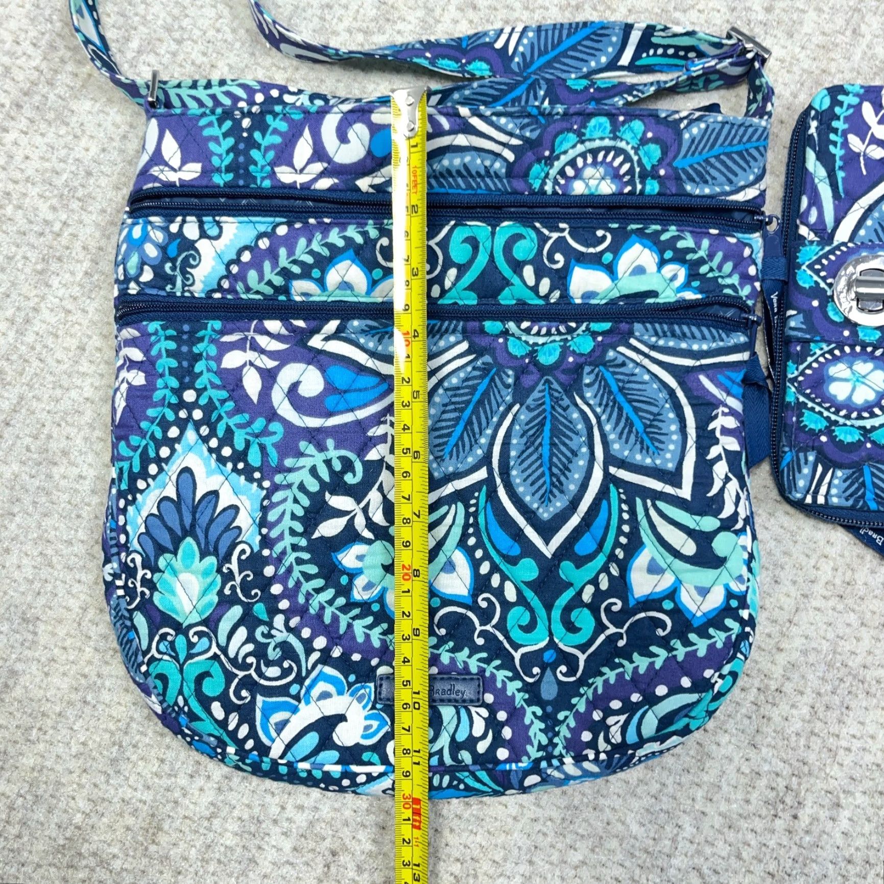 Vera Bradley Vera Bradley Crossbody Bag Women's Large Blue Island Medallion Quilt Pouch Wallet With Zip Molded Floral Size ONE SIZE - 6 Thumbnail