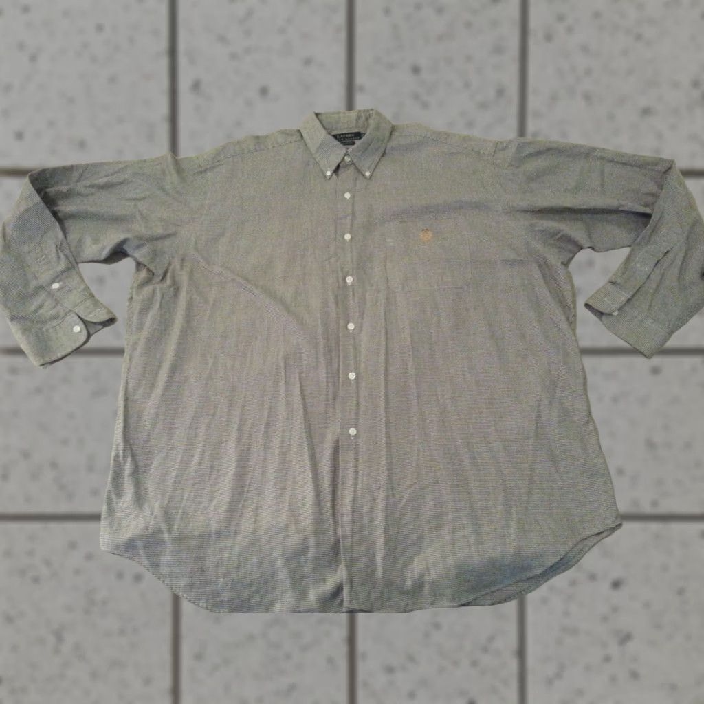 Polo Ralph Lauren Polo Ralph Lauren Mens Dress Shirt Plaid Grey Gray Cotton Button XL 2XL Size 48R - 1 Thumbnail