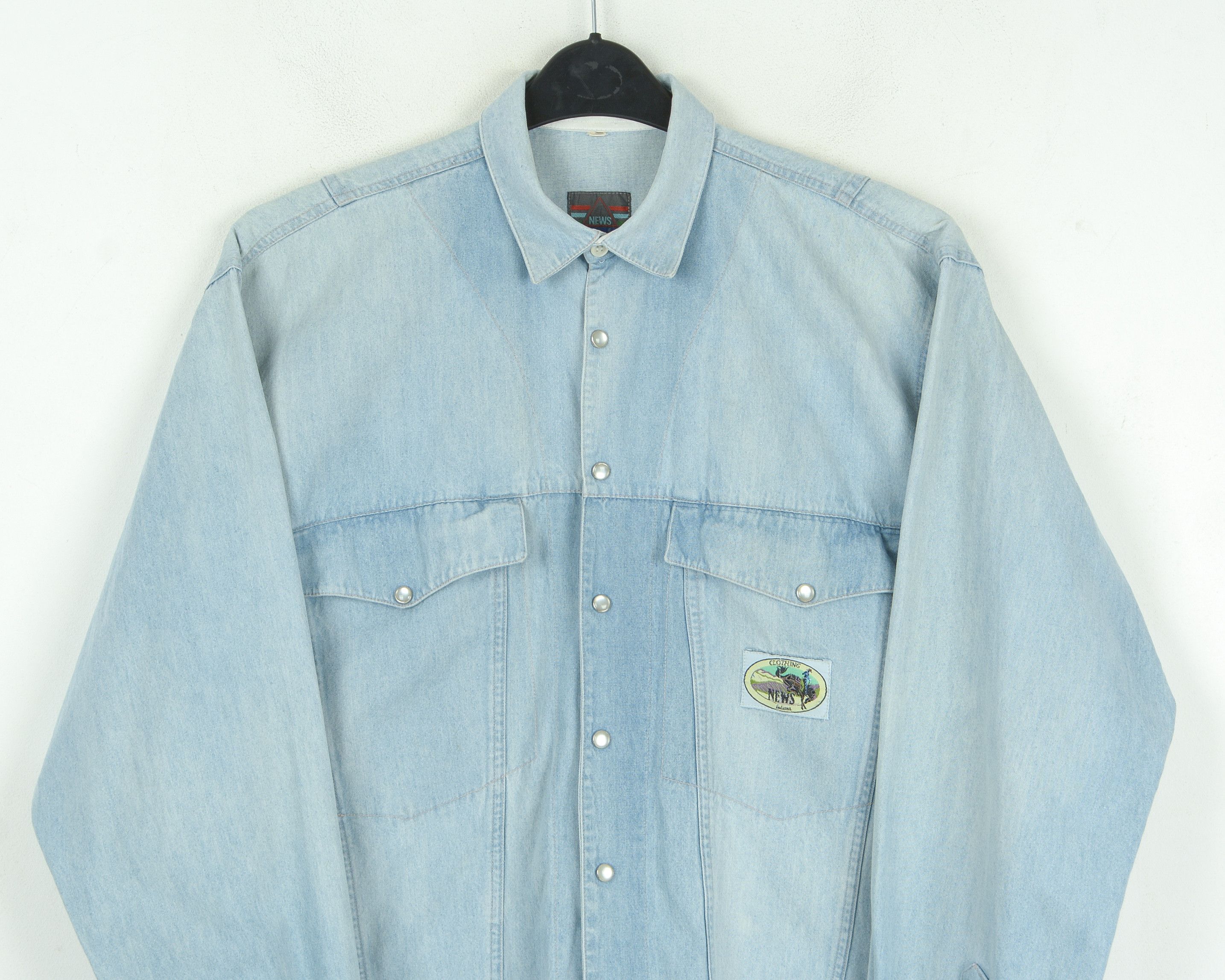 Cowboy Equipment NEWS FLASH Denim Shirt S Long Sleeved Pearl Snap Retro Size US S / EU 44-46 / 1 - 7 Thumbnail