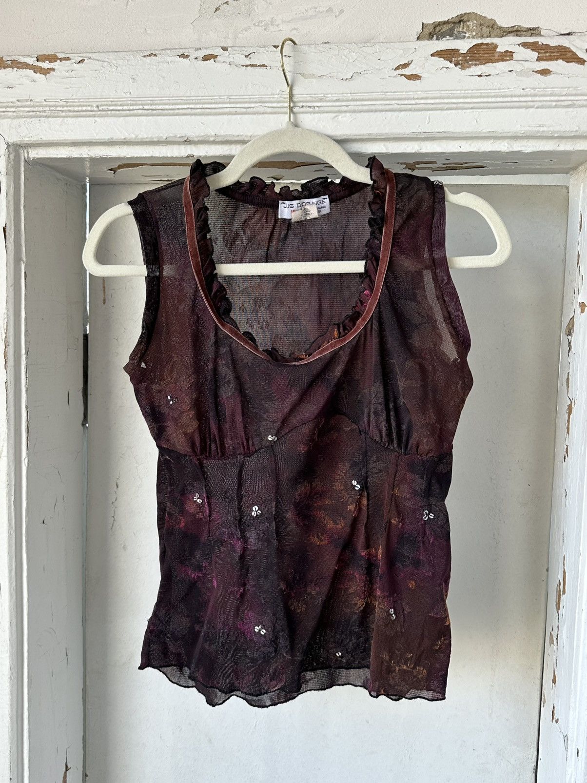 Beauty Beast × If Six Was Nine × Vintage Vintage Printed Mesh Top Size S / US 4 / IT 40 - 1 Thumbnail