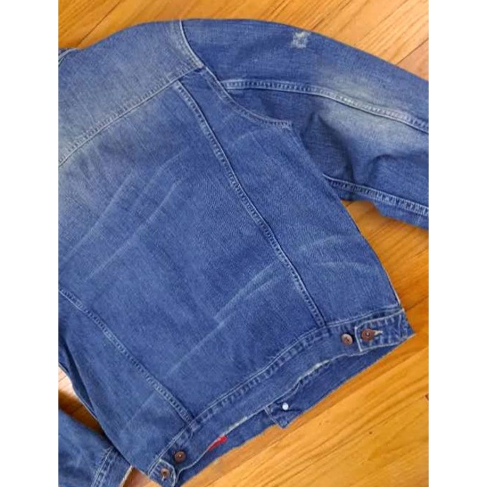 X-LARGE VINTAGE Denim Laboratory Blue Denim Bomber Jacket size X-Large Men Size US 36 / EU 52 - 7 Thumbnail