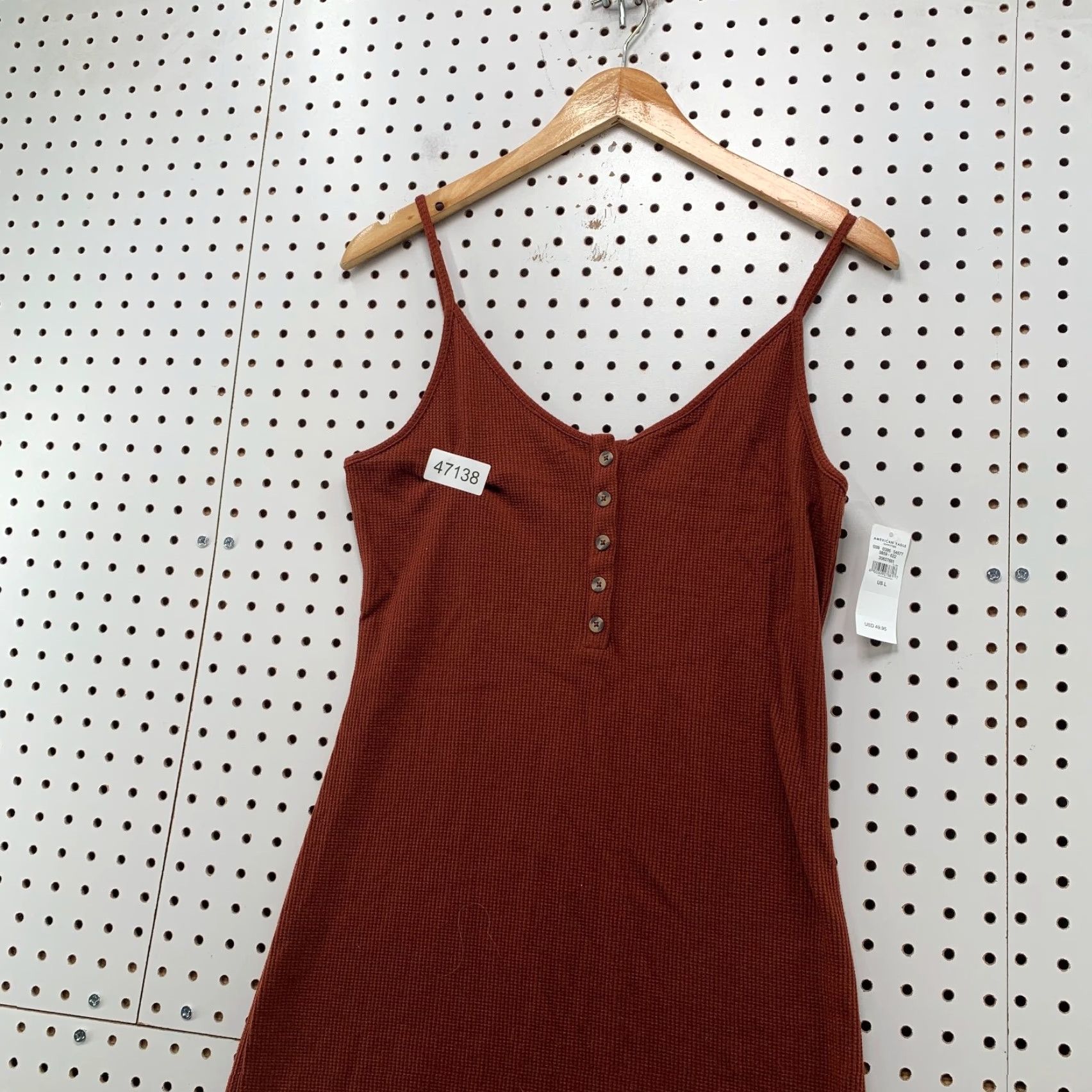 American Eagle Outfitters American Eagle Outfitters Dress Women Large Waffle Knit Bodycon Midi Maroon Size L / US 10 / IT 46 - 5 Thumbnail