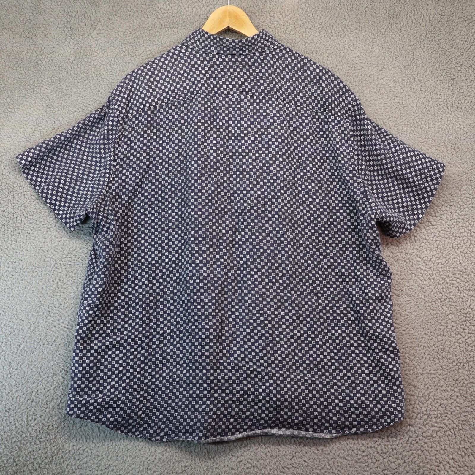 Murano Baird McNutt Murano Linen Men XL Blue Geometric S/S Button Size US XL / EU 56 / 4 - 7 Thumbnail