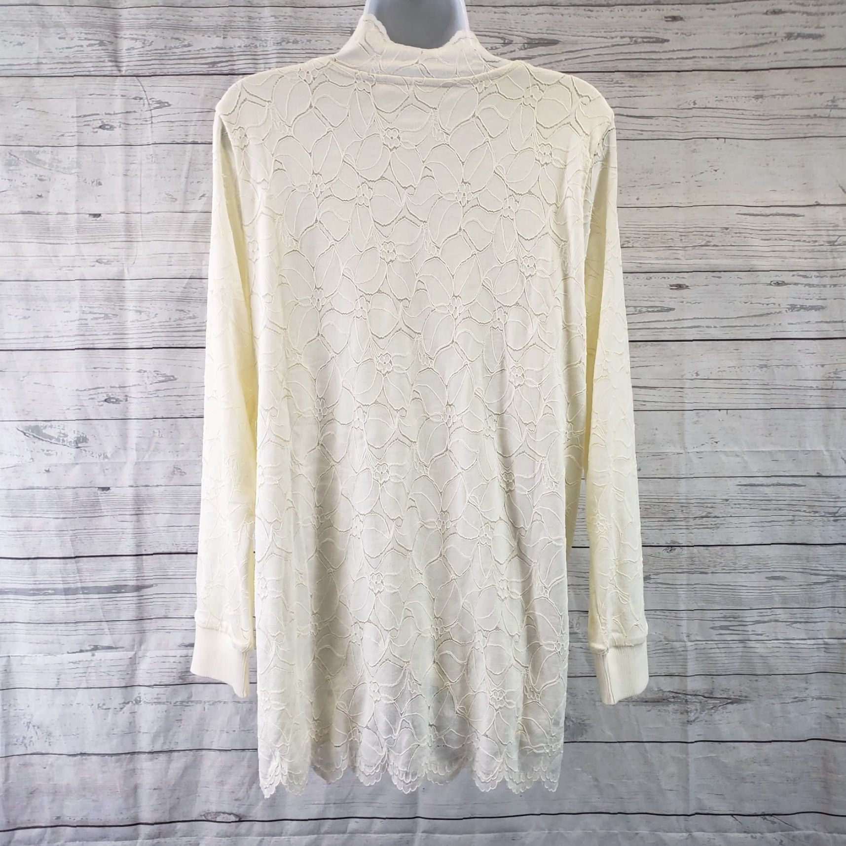 Soft Surroundings Soft Surroundings Blouse Women's Mockneck Lace Long Sleeve Ivory M Size M / US 6-8 / IT 42-44 - 4 Thumbnail