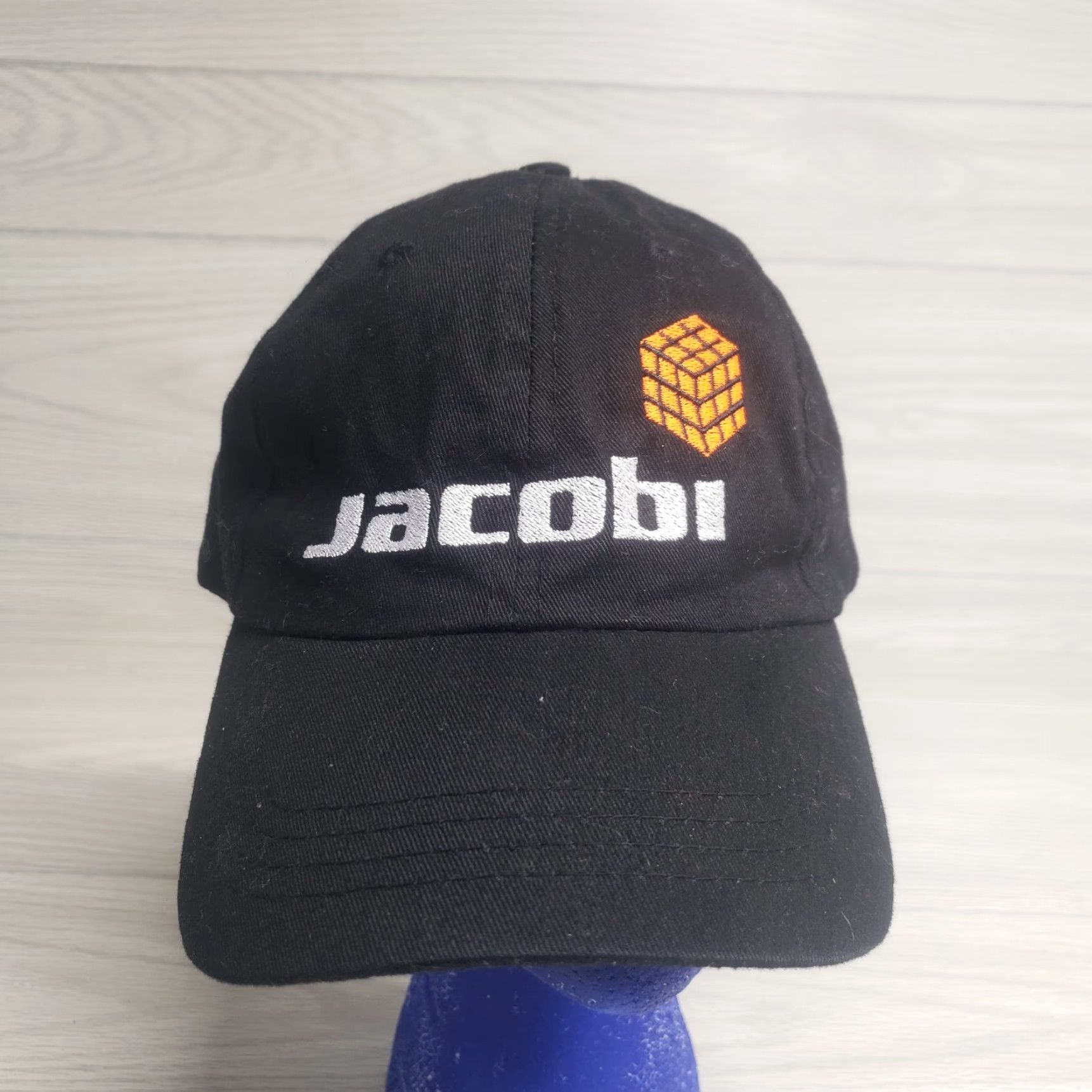 Logo 7 VINTAGE Jacobi Trucker Hat Cap Adult Adjustable Strapback Corduroy Black Block Logo Hat Mens Size ONE SIZE - 2 Thumbnail