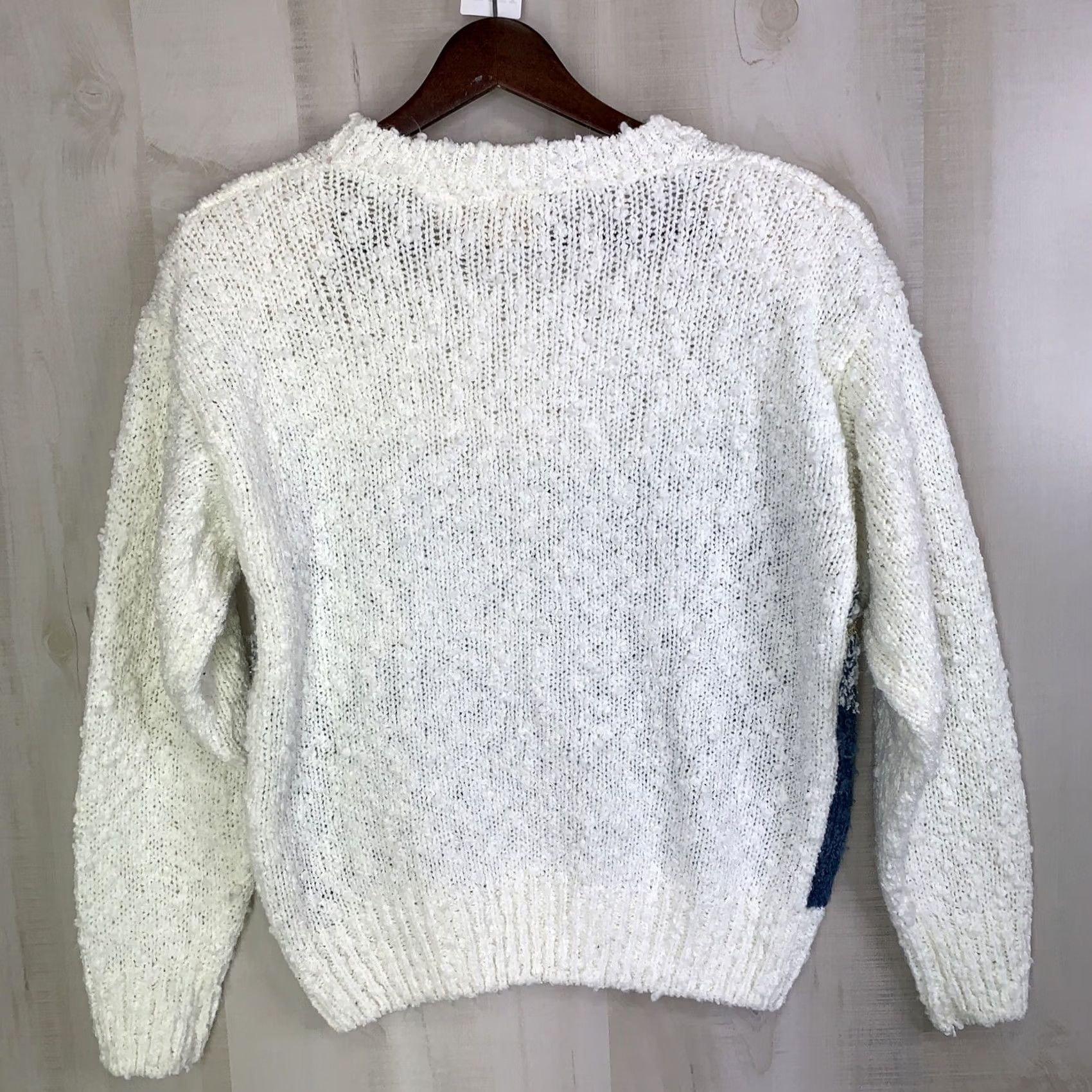 Vintage VINTAGE 80s Knotty Knit Floral Beaded Grandma Style Sweater Womens M Ivory Green Needles & Yarn Knitwear Cardigan Size M / US 6-8 / IT 42-44 - 6 Thumbnail