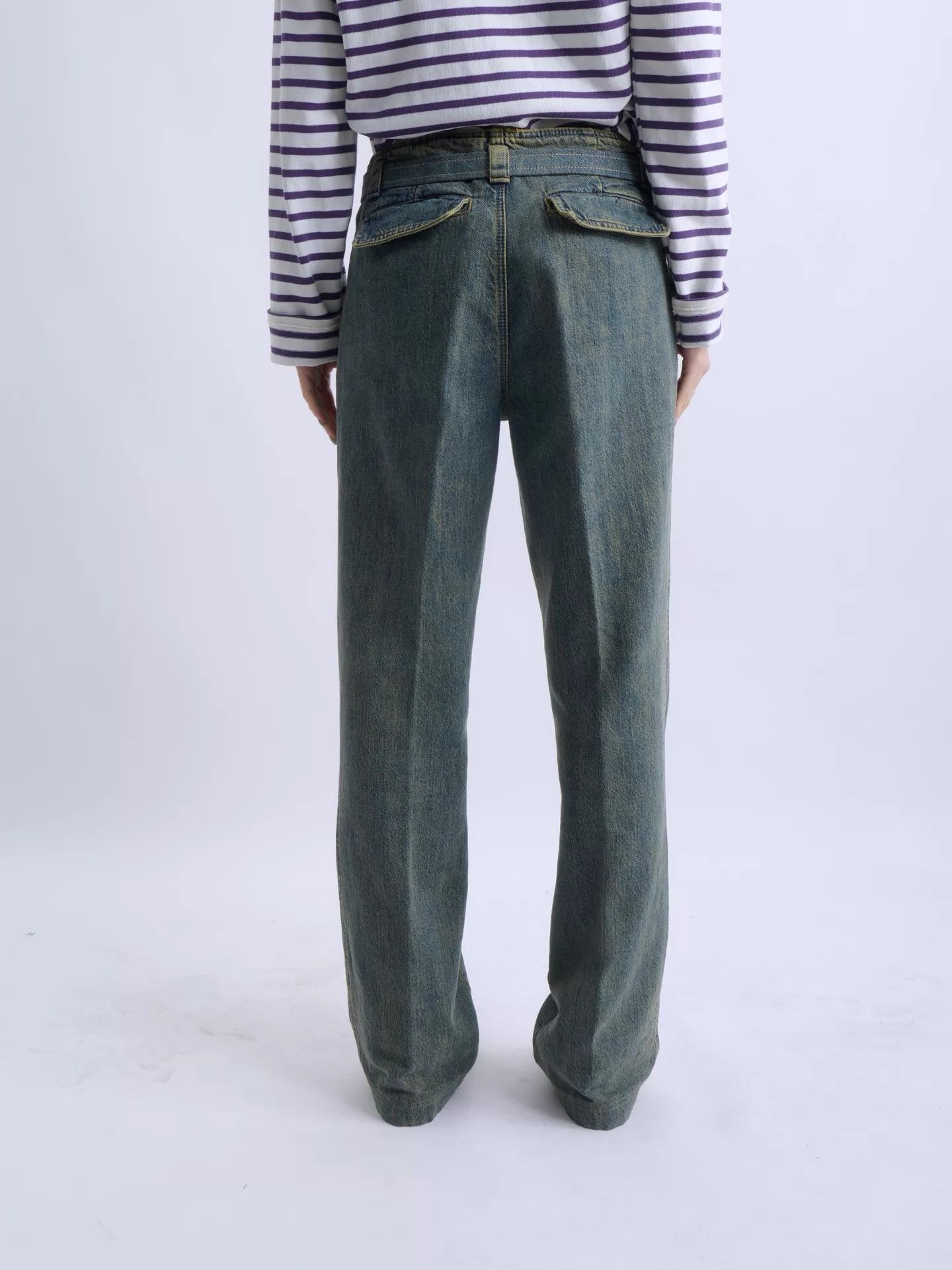 Chanel CHANEL 00 KL Washed Belted Flared Jeans Gray Teal Size 28" / US 6 / IT 42 - 5 Thumbnail