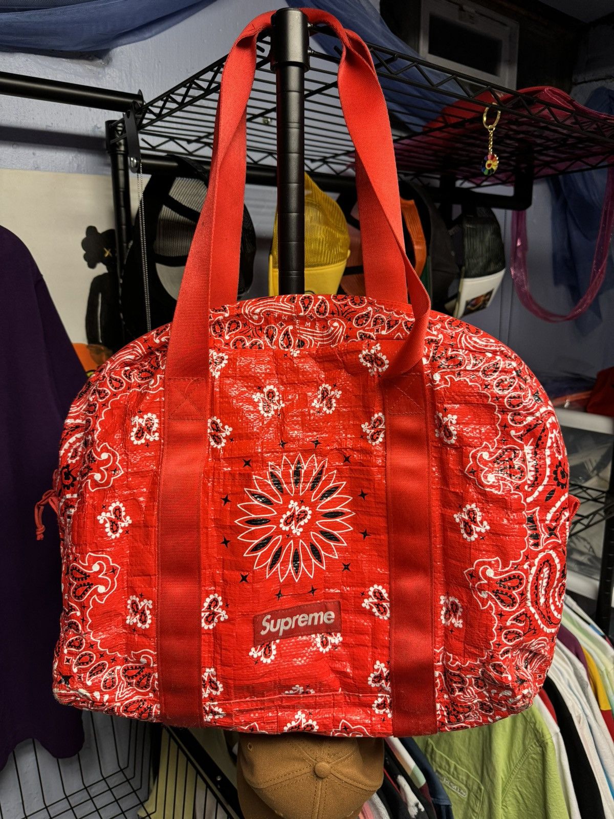 Supreme Supreme Bandana Tarp Medium Duffel Bag Red SS21 | Grailed