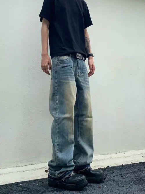 VIBE distressed faded paint flared damaged jeans Size US 30 / EU 46 - 2 Thumbnail