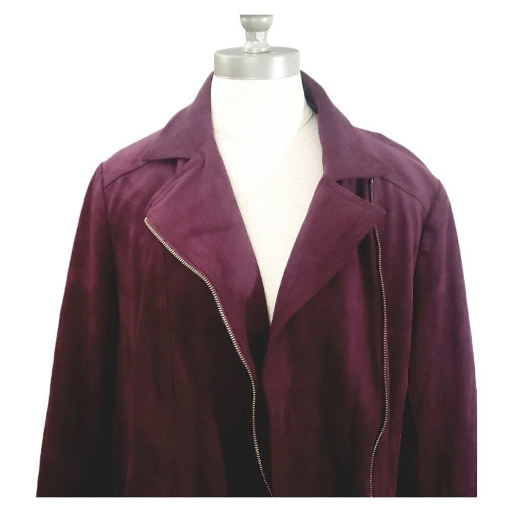 Chicos CT1985 Chico's Purple Faux Suede Purple Zip Front Jacket 12 Size XL / US 12-14 / IT 48-50 - 2 Thumbnail