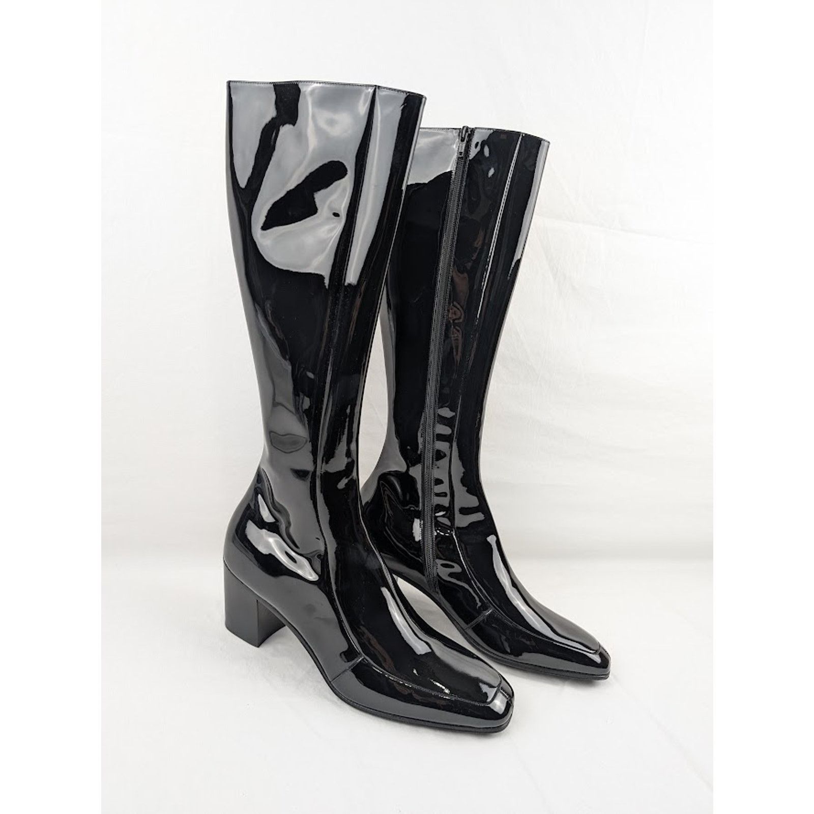 Saint Laurent Paris o1rshd1 Vernice Softy Otto 70 Zipped High Boots in Nero Size US 9.5 / EU 42-43 - 13 Thumbnail