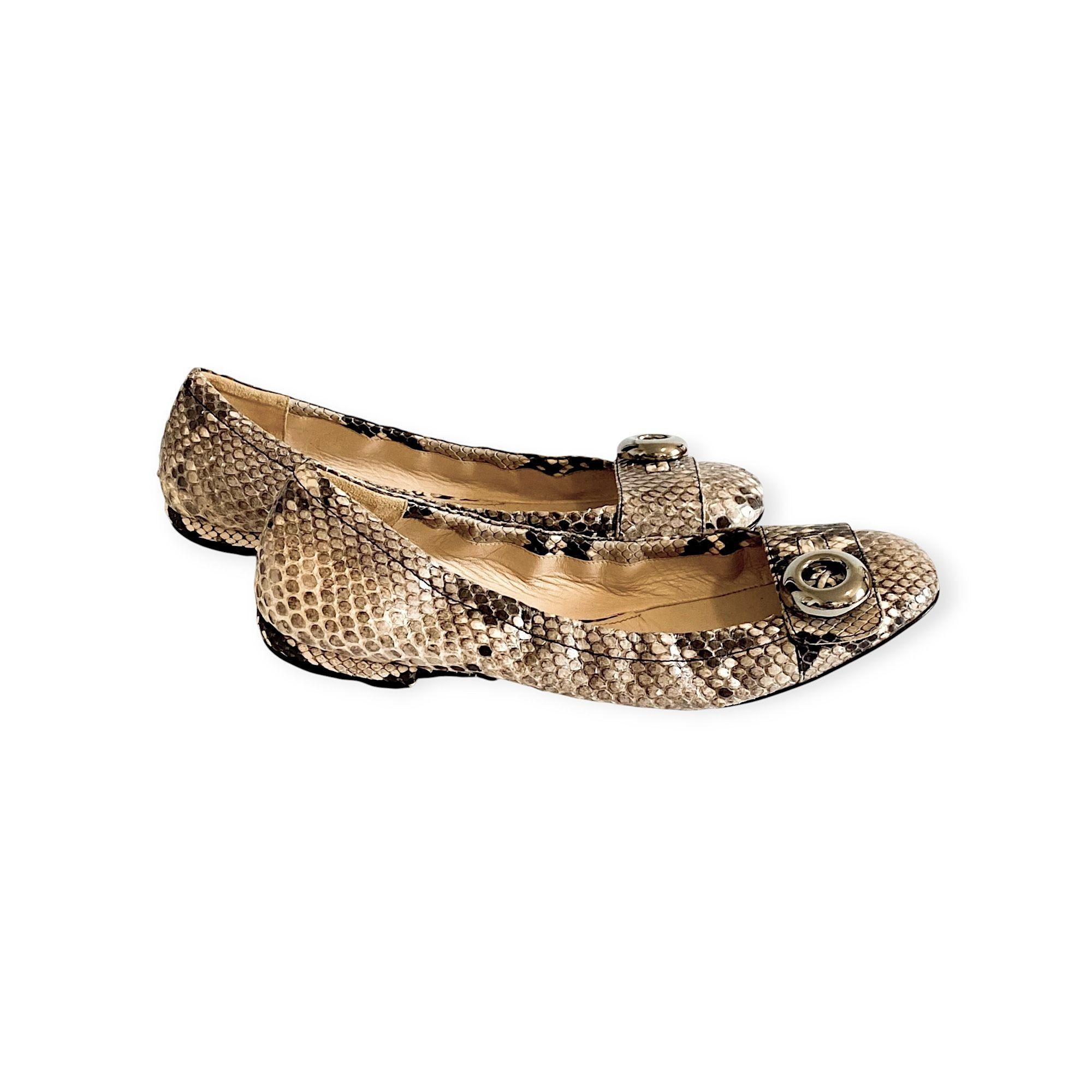 Prada Prada Beige Snake Ballet Flats with Metal Buttons 39 EU Size US 9 / IT 39 - 4 Thumbnail