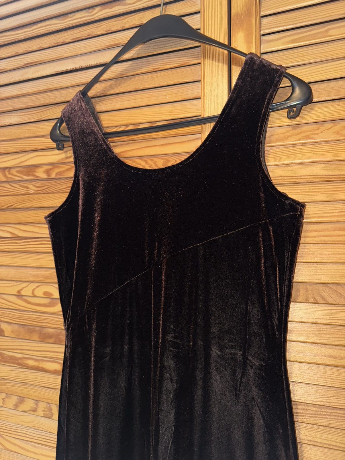 Anna Sui Brown long velour dress with thicker straps Anna Sui Size XXL / US 16-18 / IT 52-54 - 5 Thumbnail