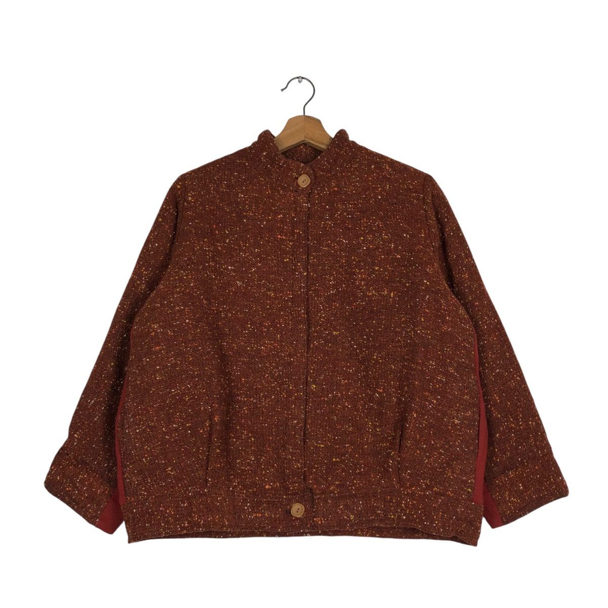 Japanese Brand 📌Vintage Wool Bomber Jacket Herringbone Nemeth Design Size US M / EU 48-50 / 2 - 2 Thumbnail