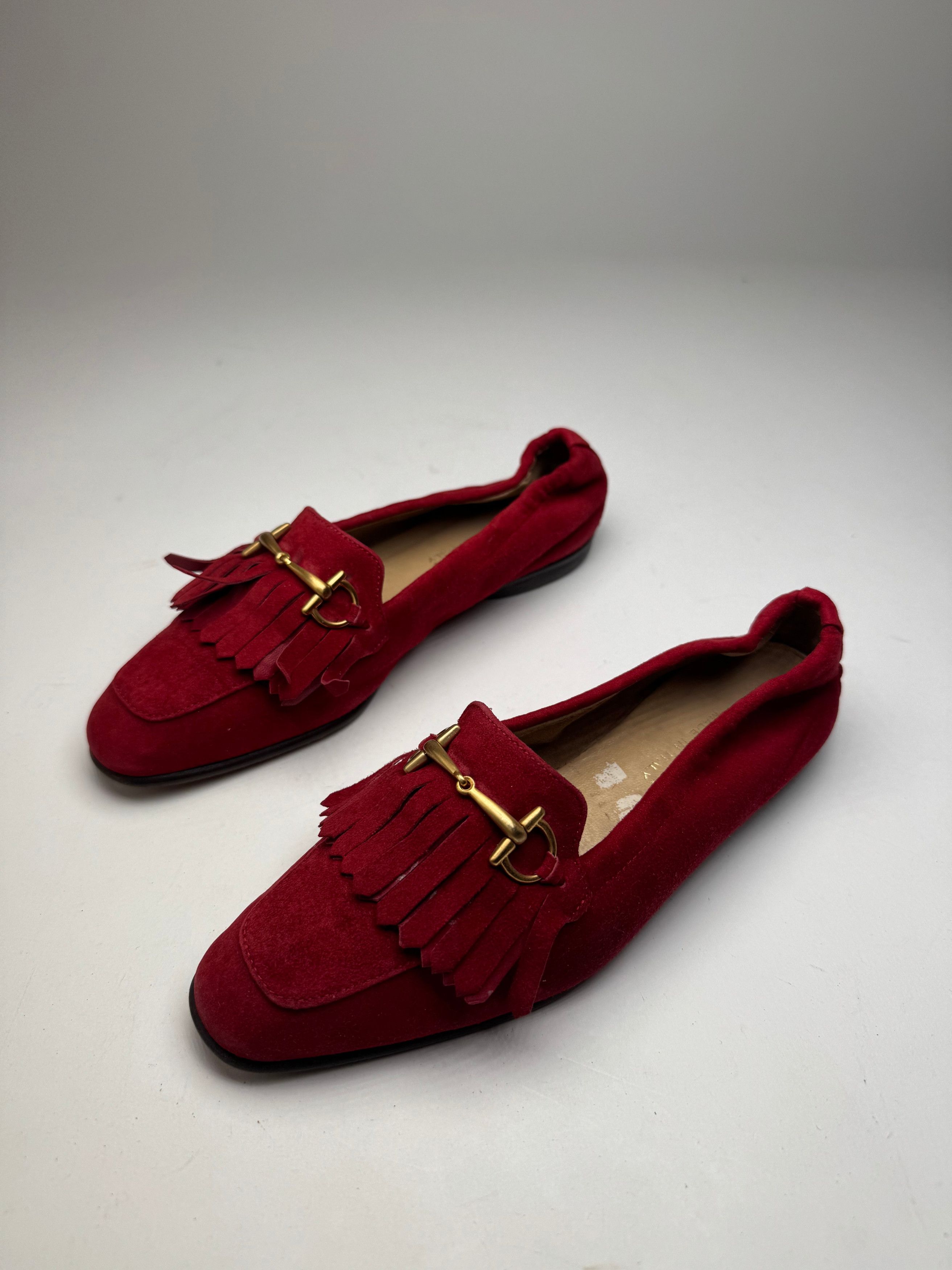 Gucci Vintage Horsebit Suede Loafer / Ballerinas Red Size US 4 / IT 34 - 1 Thumbnail