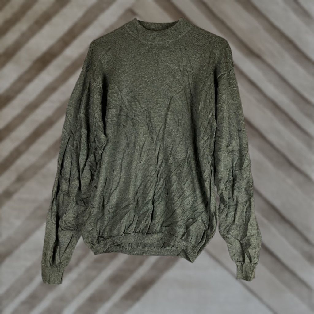 Vintage Bachrach Mens Sweater Green Crew Neck 100% Extra Fine Merino Wool Long Sleeve M Size US M / EU 48-50 / 2 - 1 Thumbnail