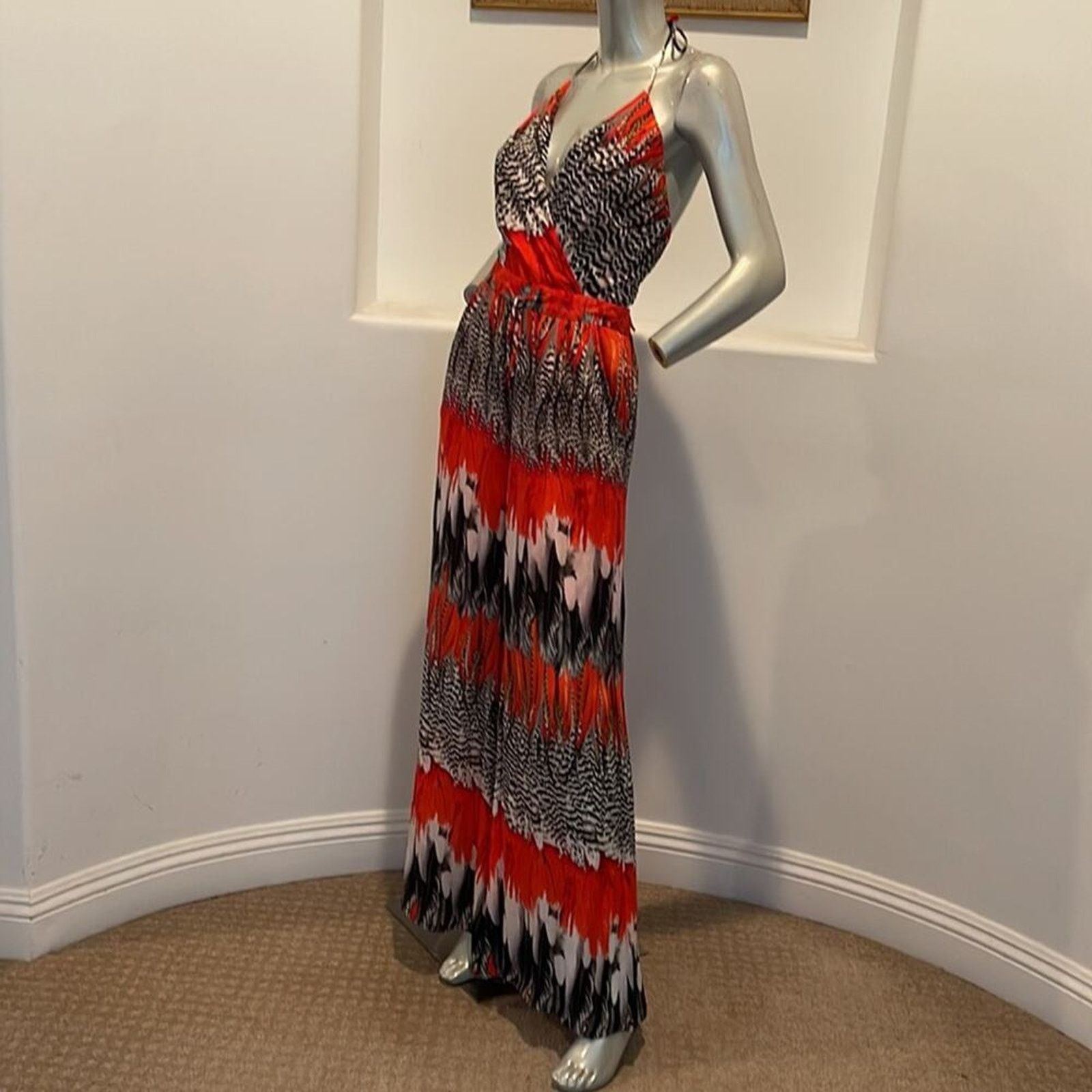 Other Shahida Parides Woodpecker Red Multi Palazzo Jumpsuit Size S Size 27" / US 4 / IT 40 - 8 Thumbnail