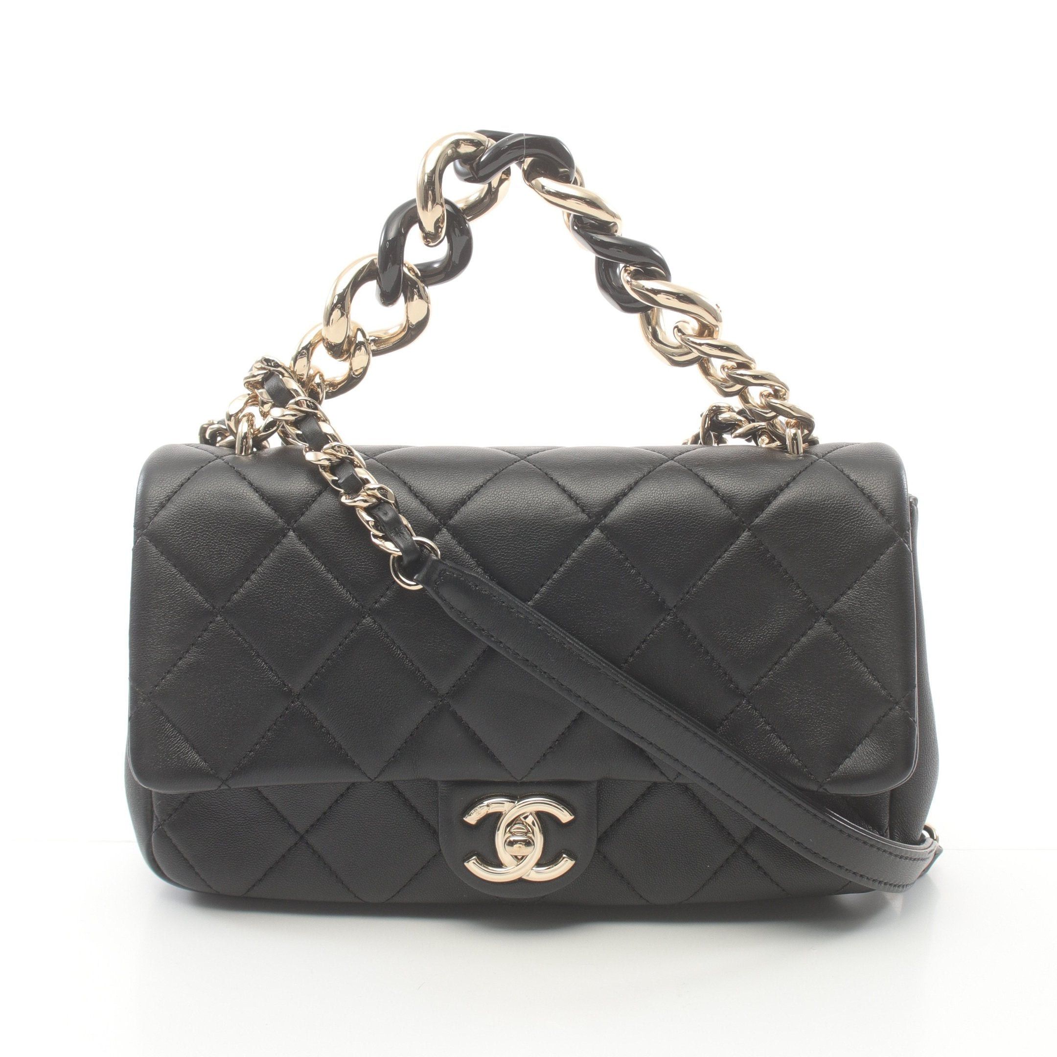 Chanel Chanel Matelasse Chain Shoulder Bag Lambskin Black Gold Hardware Size ONE SIZE - 1 Thumbnail