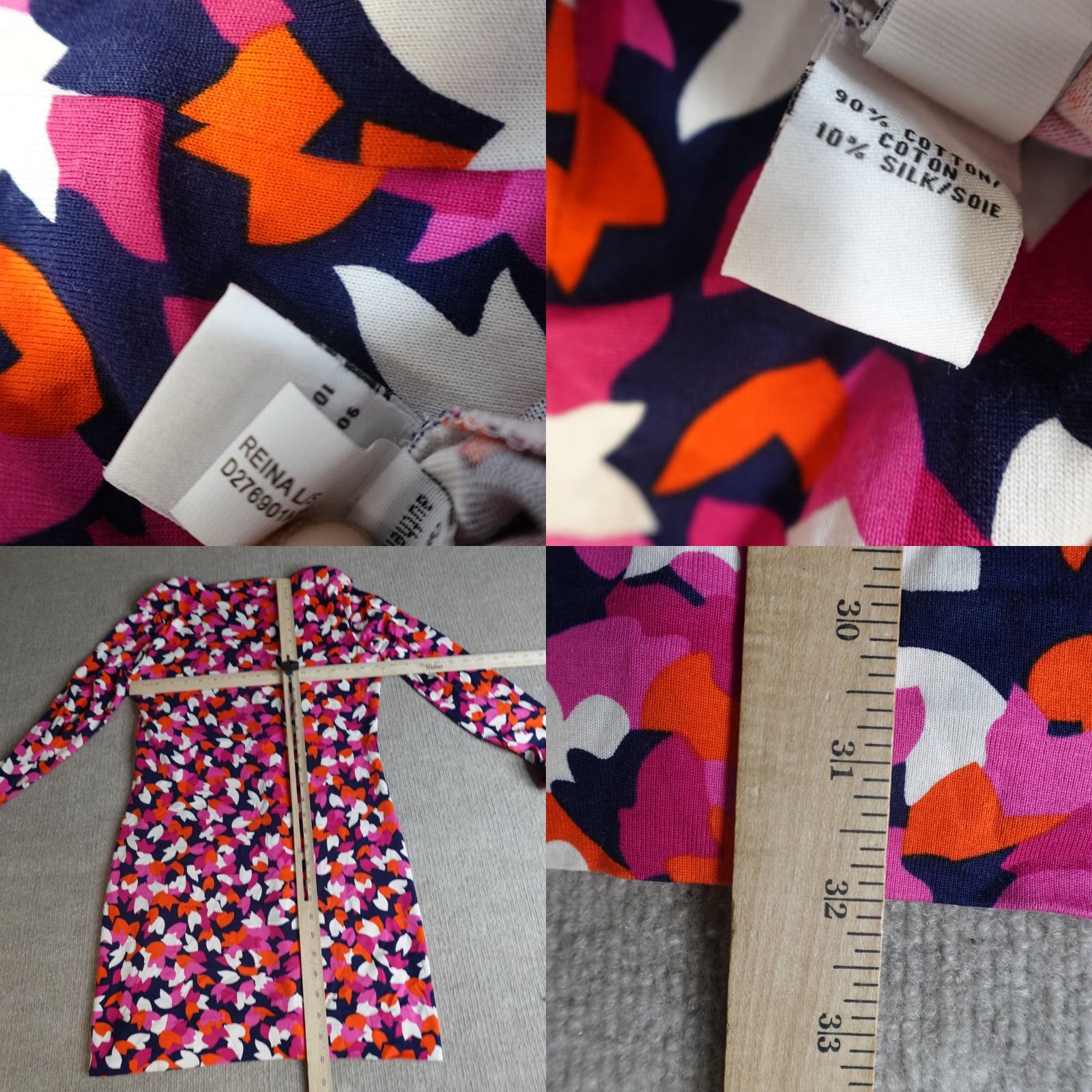 Diane von Furstenberg Diane von Furstenberg Dress 6 Red Cotton Silk Reina Jersey Short Neck Leaf Floral long Sleeve Sundress Women Summer Vintage No? Size M / US 6-8 / IT 42-44 - 8 Thumbnail