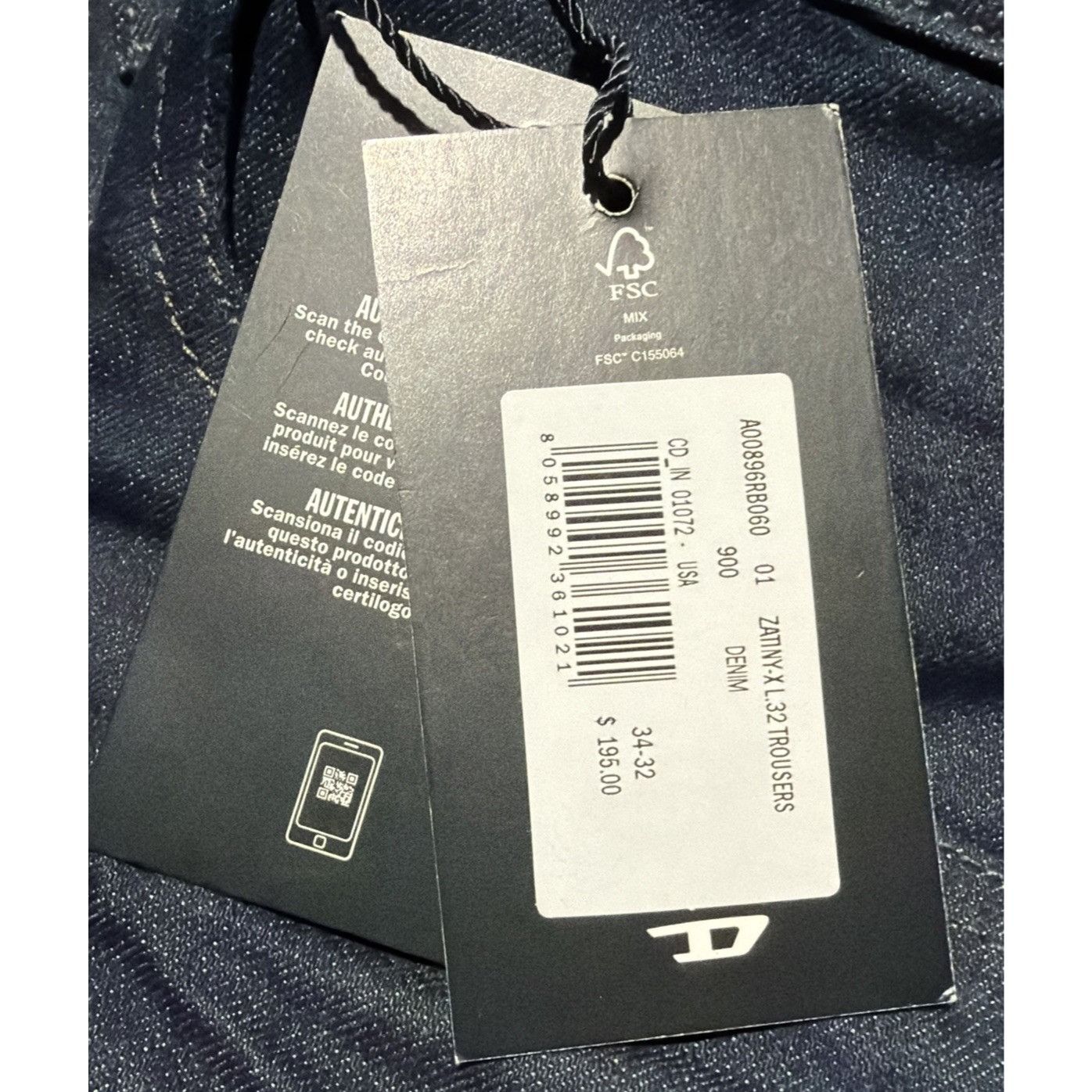 Diesel Diesel Mens Zatiny Slim Bootcut Jeans RB060 Blue Size 34/32 Size US 34 / EU 50 - 7 Thumbnail