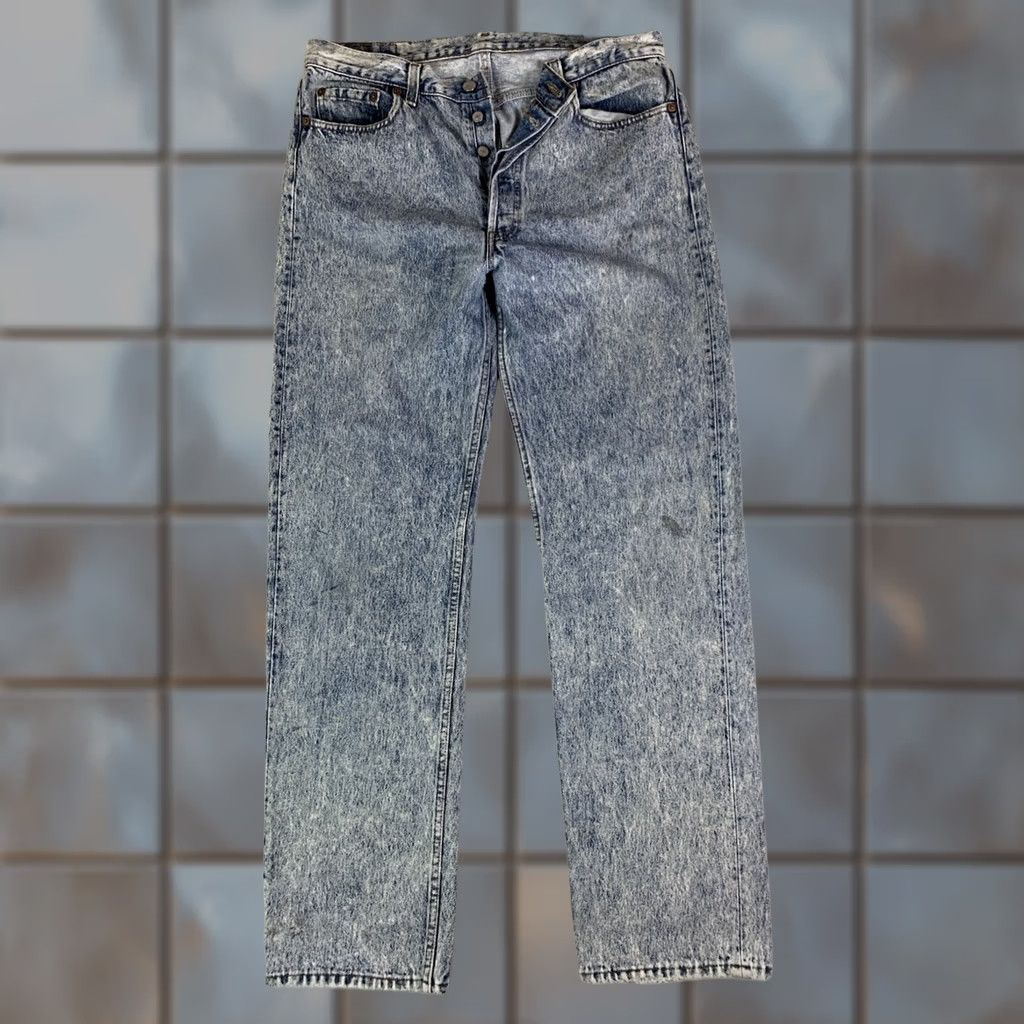 Levi's VINTAGE Levi's 501 Jeans Men 34x33 Blue 90s Made USA Acid Wash Distressed Classic Straight Jeans Mens Size US 34 / EU 50 - 1 Thumbnail