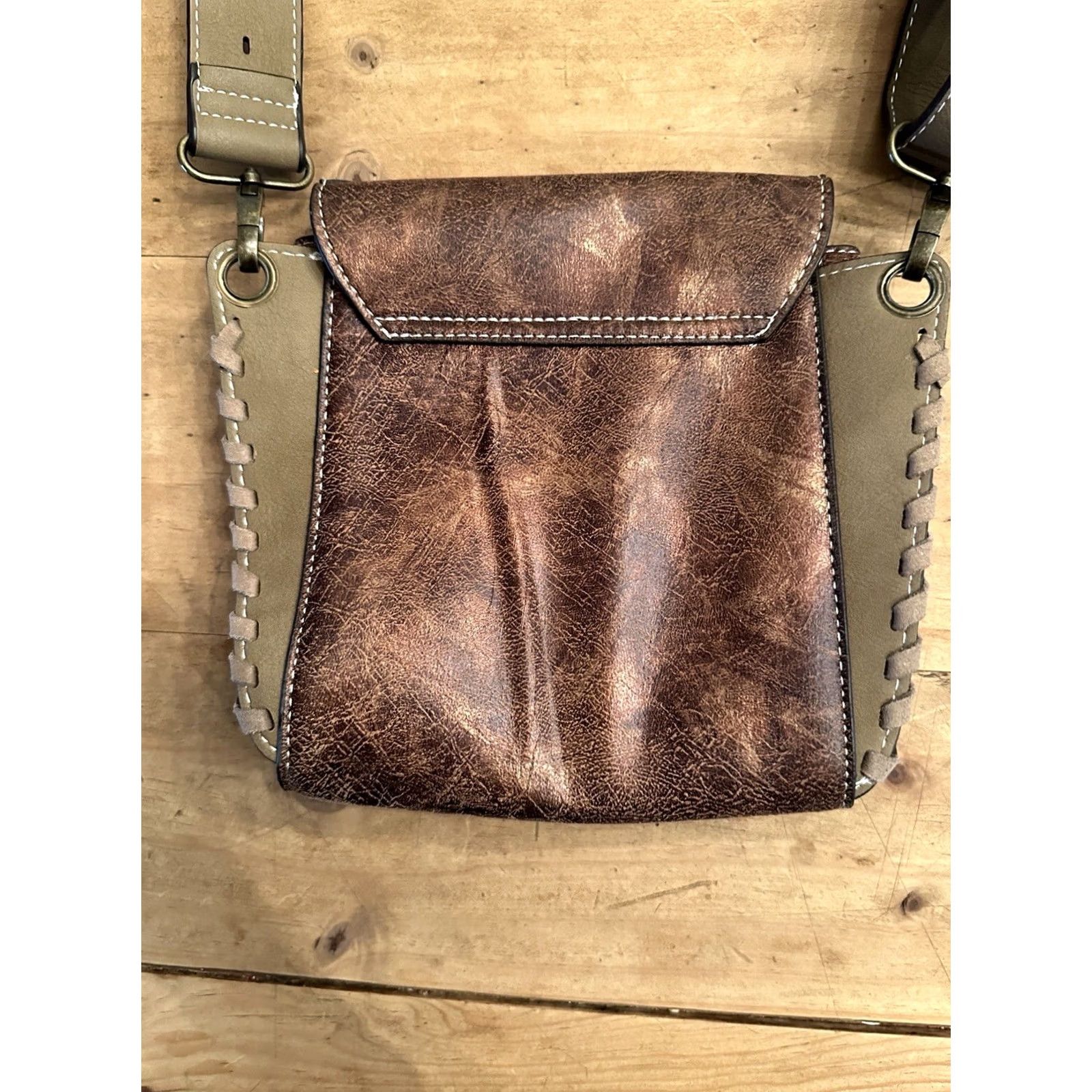 Vintage CATCHFLY Leopard Print Crossbody Purse Cross Body Leather Brown Womens Crossbody Purse Size ONE SIZE - 3 Thumbnail
