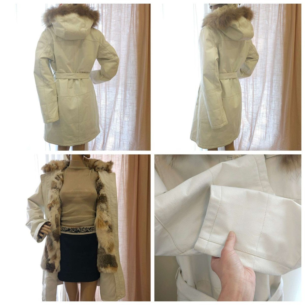 Danier 100% Leather Raccoon Fur Lining Rabbit Hooded Coat By Danier Size M / US 6-8 / IT 42-44 - 20 Thumbnail