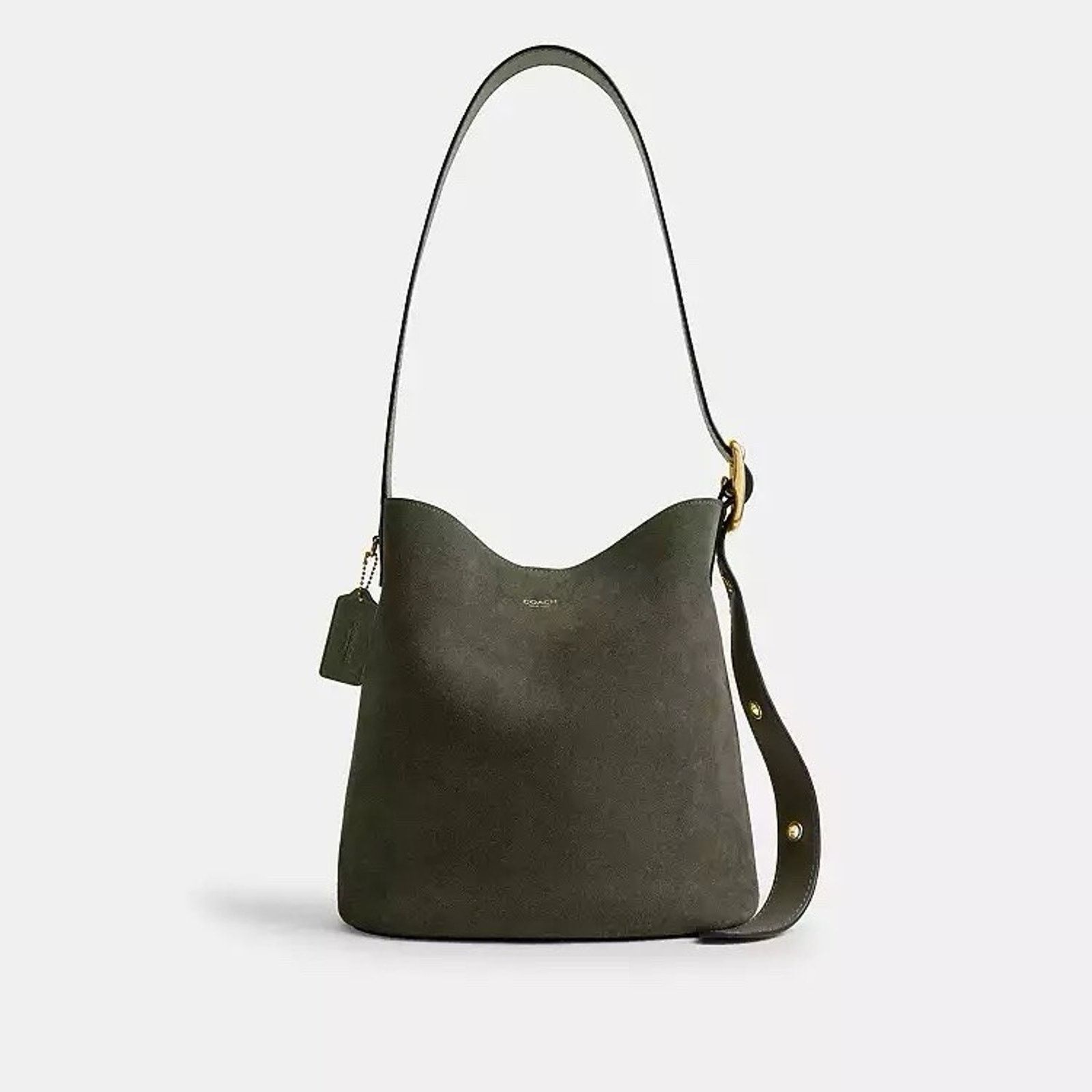 Coach NWT Coach Bleecker Bucket Bag CCC24 suede Brass/Olive Size ONE SIZE - 8 Thumbnail