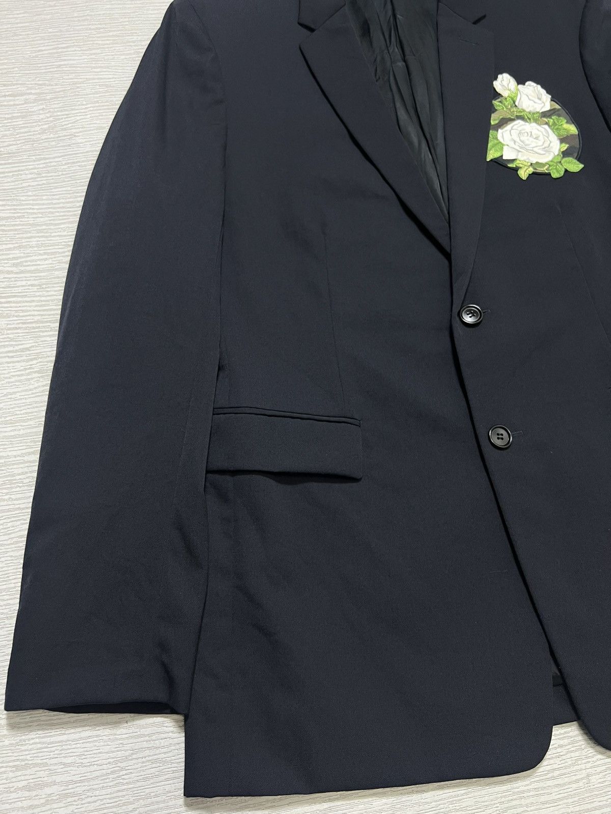Dior Dior Homme - S/S16 Floral Embroidered Rose Patch Wool Blazer Size 50S - 8 Thumbnail