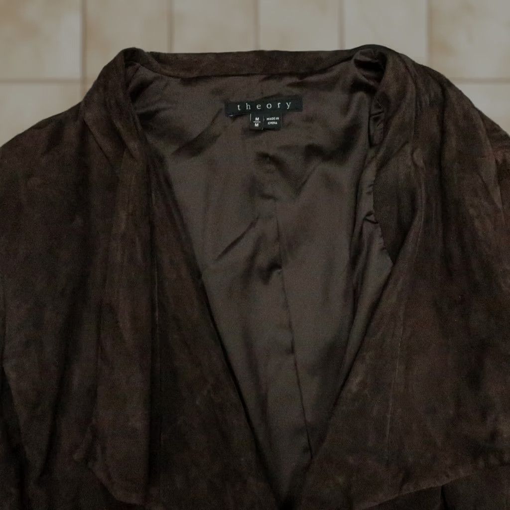 Theory Theory Jacket Womens Medium Brown Lamb Leather Lined Open Front Pockets Size M / US 6-8 / IT 42-44 - 1 Thumbnail
