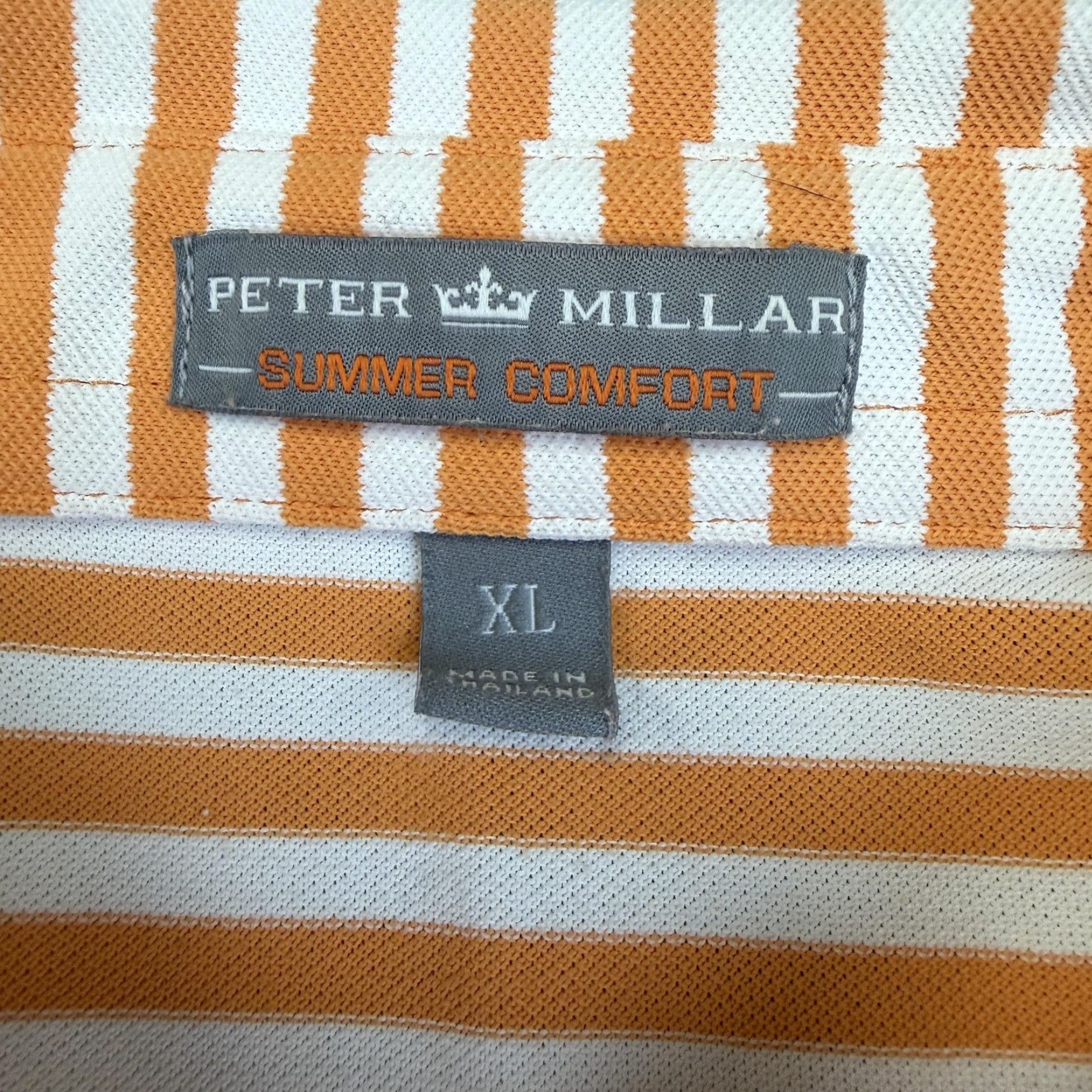 Peter Millar Peter Millar Polo Shirt Mens XL Orange Striped Summer Comfort Golf Performance Short Sleeve Lightweight Moisture Wicking Collared Casual Activewear Size US XL / EU 56 / 4 - 4 Thumbnail