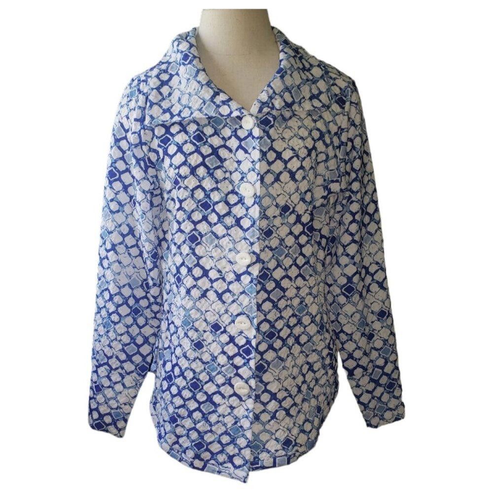 Designer CT1626 Ethyl Blue and White button Down Top M Size M / US 6-8 / IT 42-44 - 1 Thumbnail