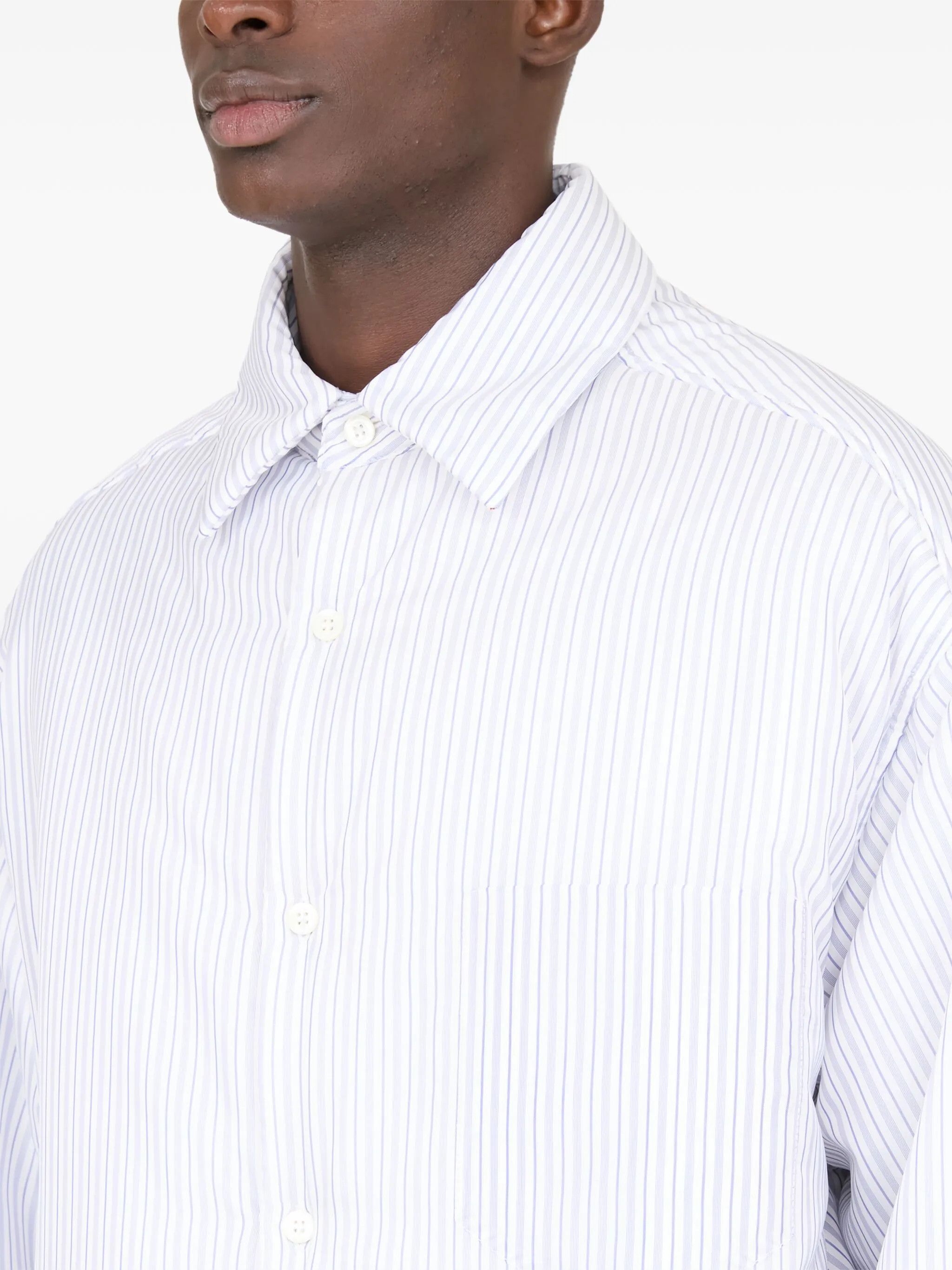 Maison Margiela oc11z0925 Stripe Print Poplin Shirt in White Size US M / EU 48-50 / 2 - 7 Thumbnail